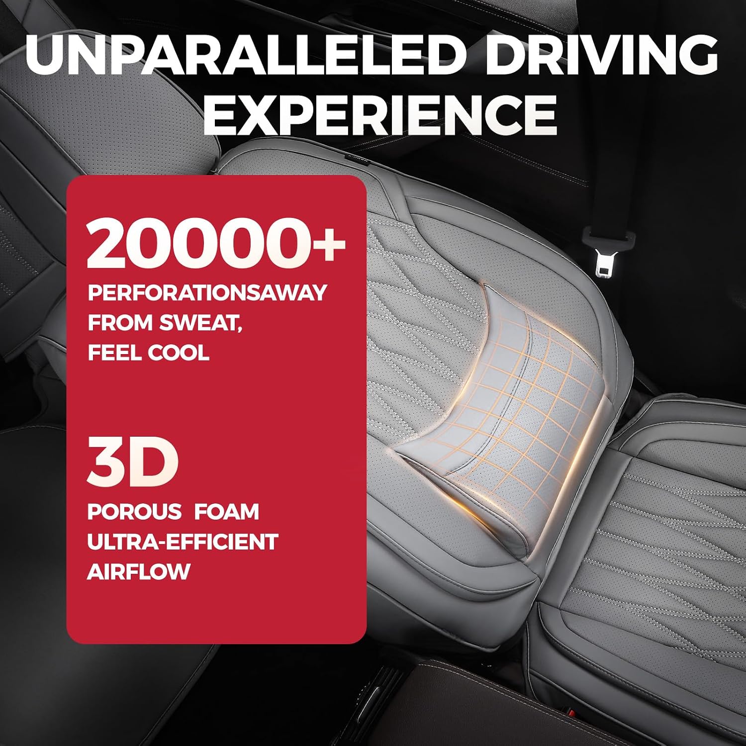 FREESOO Front Car Seat Covers - Luxury Breathable Waterproof Faux Leather Car Seat Cushion Protectors with Lumbar Support, Universal Fit for Most 5 Seats Vehicles, Sedans, Hatchbacks, and Trucks, Gray
