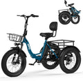 Qlife Triker Plus Electric Trike for Adults, Peak 1200W Motor Floding Trike Ebike, 624Wh E-Bike, 20MPH 65 Miles Electric Tricycle for Adults, 20x4.0 Fat Tire E-Bike, Foldable 3 Wheel for Adults