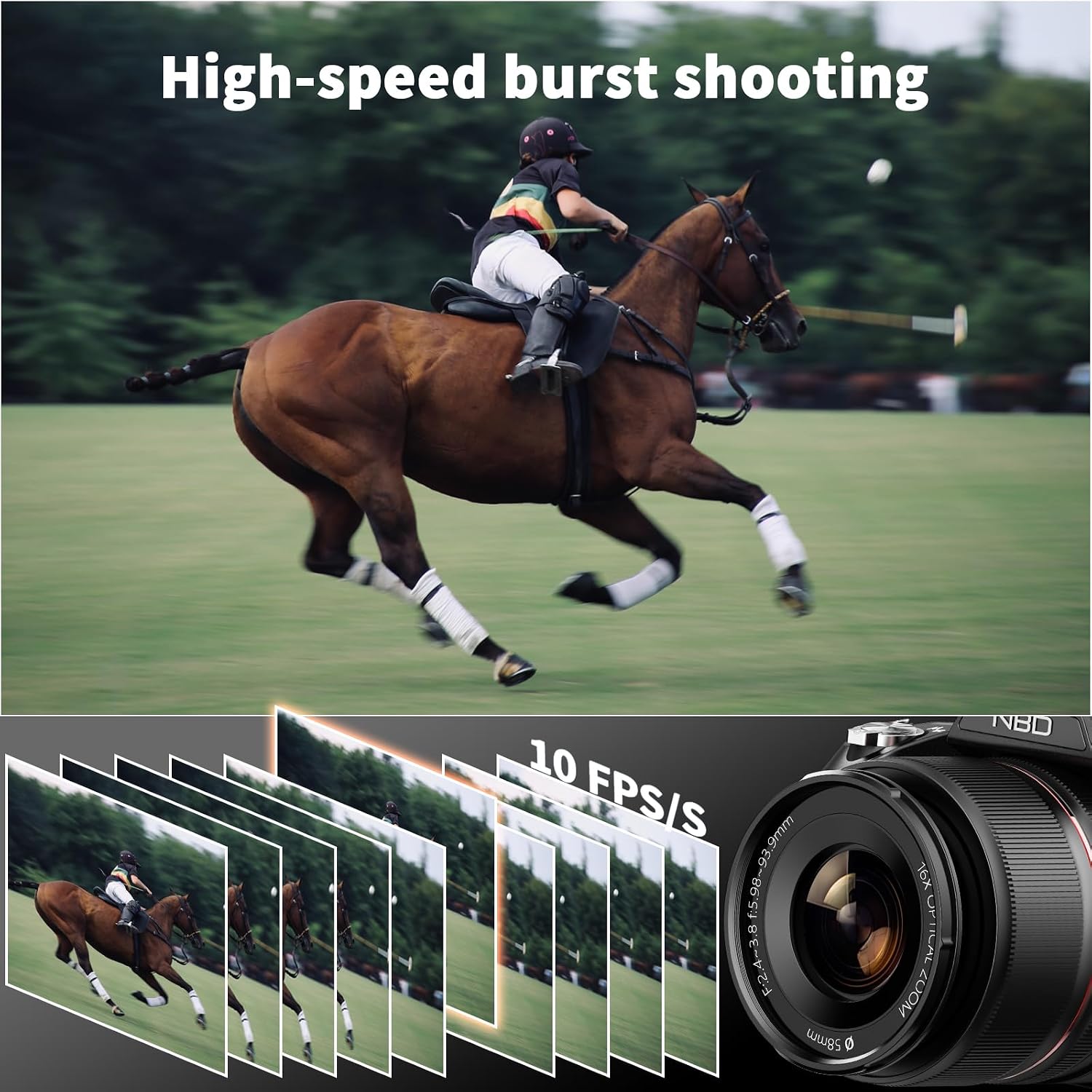 NBD 64MP Digital Cameras for Photography,8K Vlogging Cameras for YouTube,16X Optical Zoom Travel Point and Shoot Digital Cameras Fotograficas with 180°Flip Screen,58mm UV Lens,2 Batteries（Black）