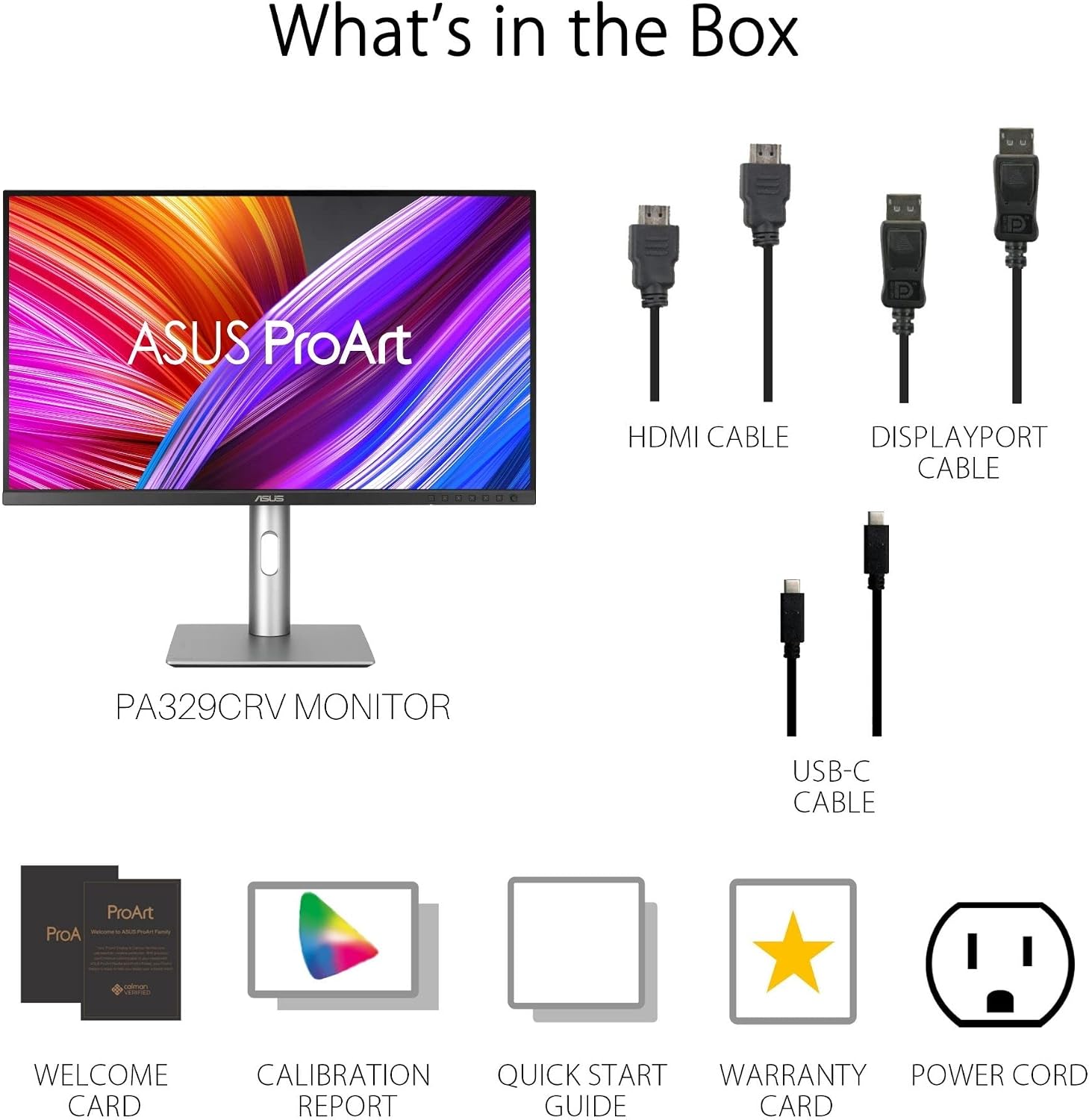 ASUS ProArt Display 32' (31.5' viewable) Professional Monitor (PA329CRV) - IPS, 4K UHD (3840 x 2160), 98% DCI-P3, Color Accuracy ΔE < 2, Calman Verified, USB-C PD 96W, Daisy-Chain, VESA DisplayHDR400