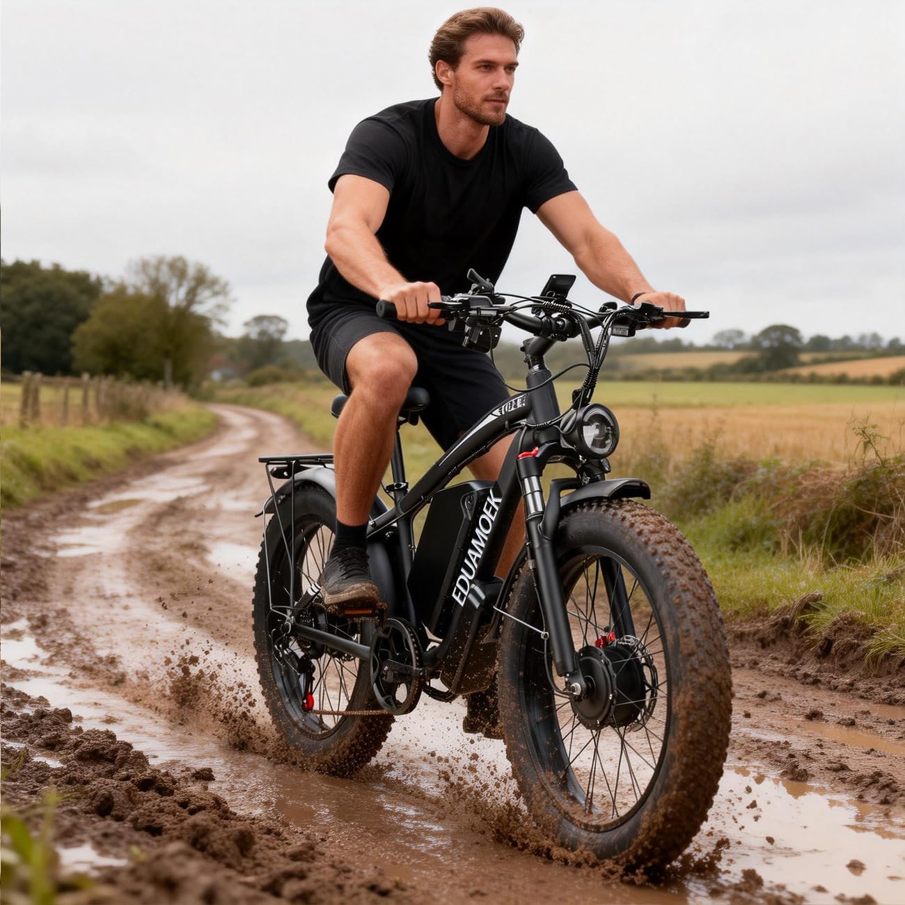 9000W-Peak 52V 34Ah 1768Wh Battery Dual-Motor-Ebike for Adults, 42-46MPH 105 Miles Range Fast-Ebike-Dual-Motor-Electric-Bike,24'*4.0' Men Fat-Tire-Electric-Bicycle Lockable Suspension