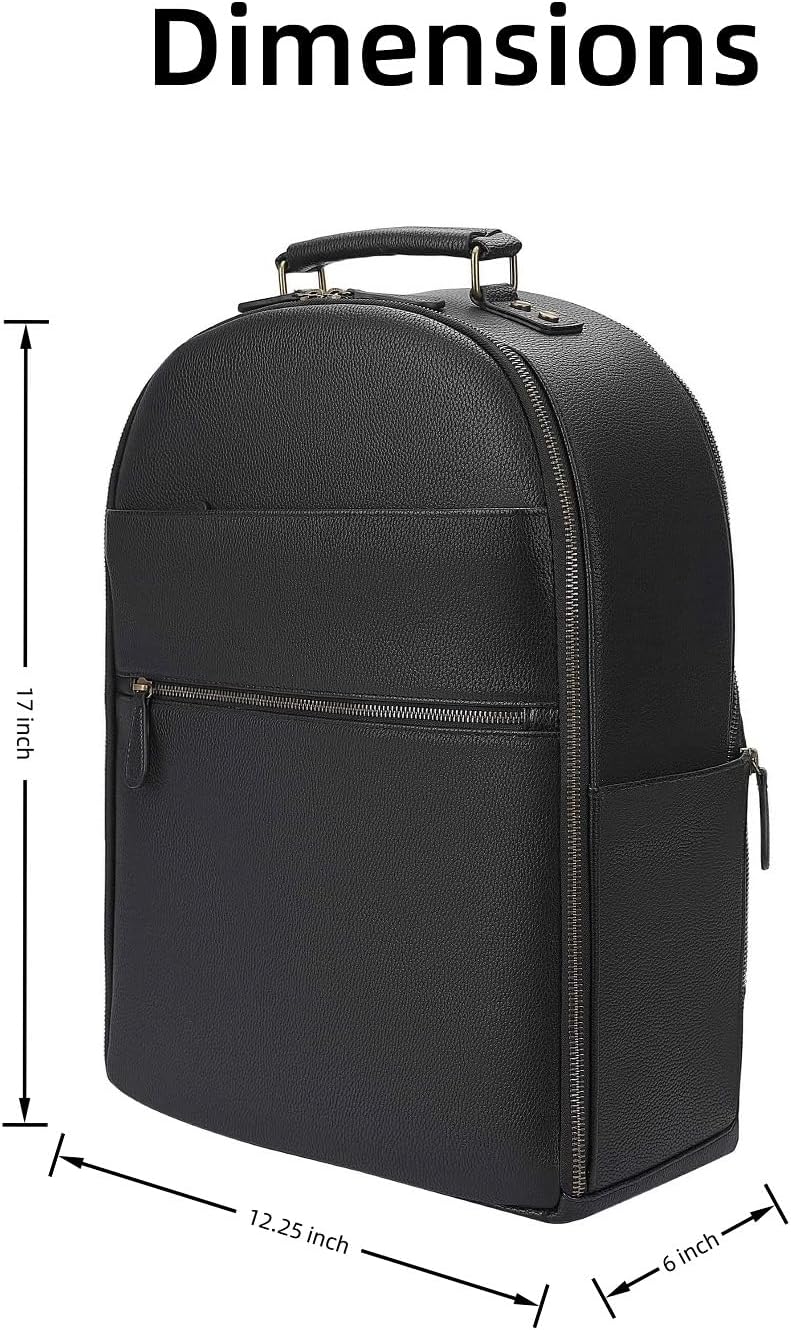 Camera Backpack Classic PU Leather with 15 Inch Laptop Compartment, Professional Camera Bag for Photographers for DSLR Large 20L Black