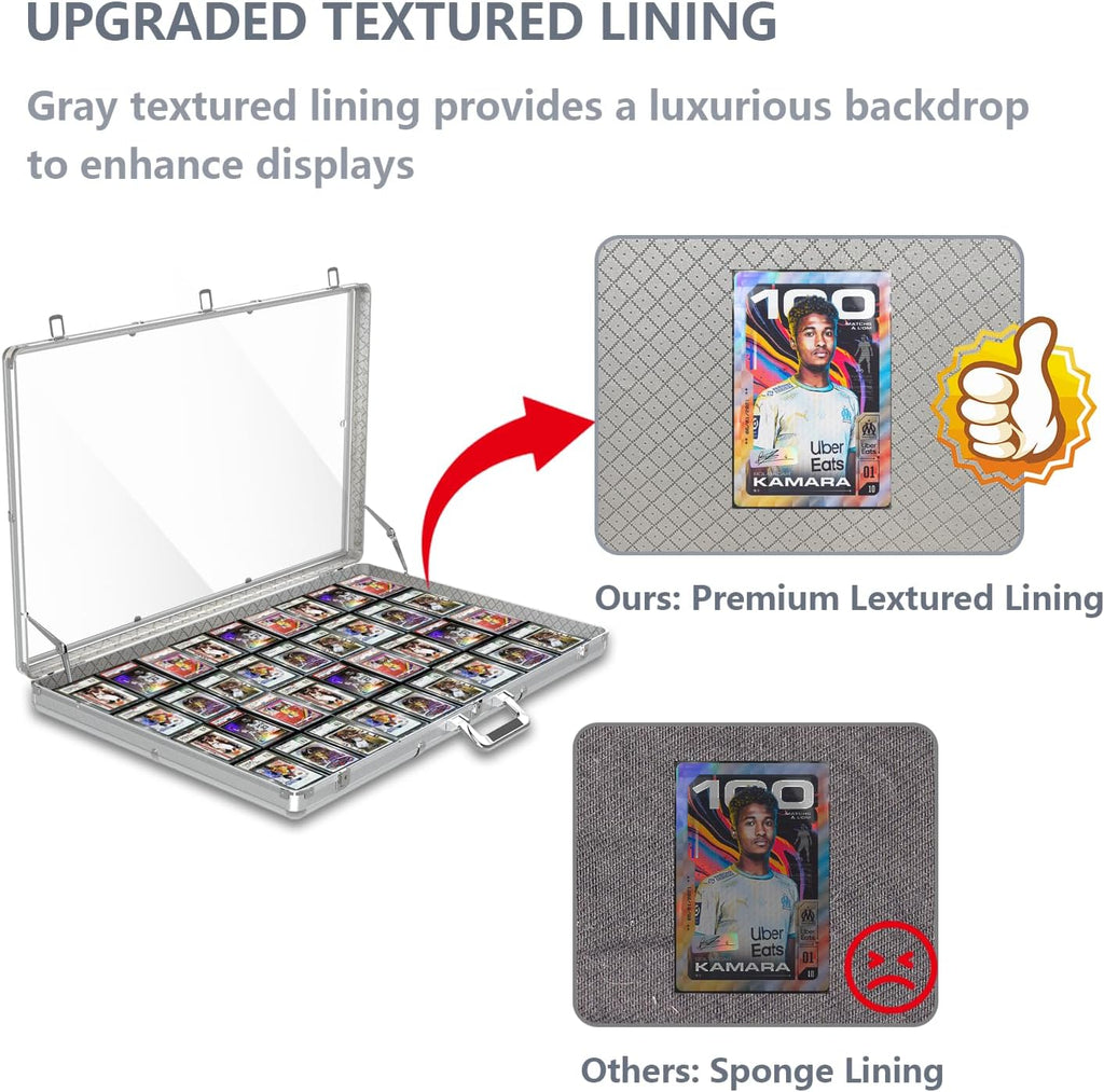Card Display Case Large Aluminum 34' L x 22' W, Lockable Trading Card Case with Handle, 3' H Portable Trade Show Display Case for Sports Card/TCG/Jewelry Collection, Silver