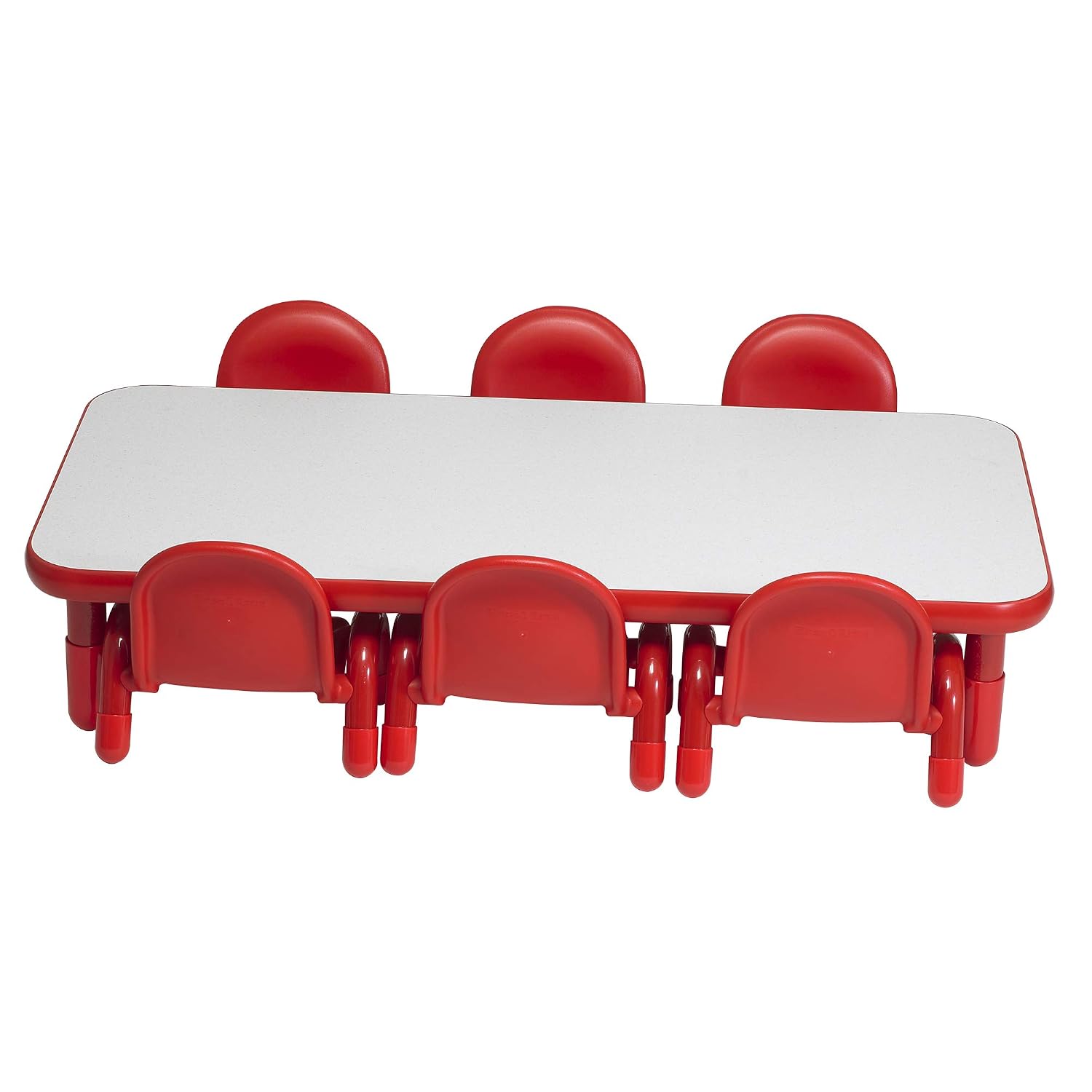 Children's Factory BaseLine Toddler Table & 6 Chairs Set, Daycare Seating for Toddlers, Toddler Desk & Chairs, Red