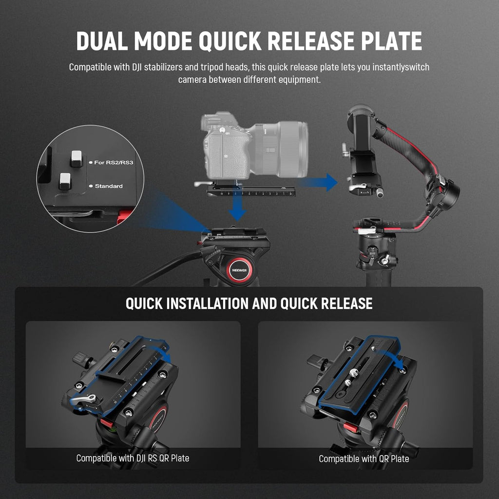 NEEWER 71.6' Pro Camera Monopod with Feet, Carbon Fiber Telescopic Video Monopod with QR Plate Compatible with DJI RS Gimbals, Removable Base for Camera Camcorder, Max Load 13.2lb/6Kg, TP71