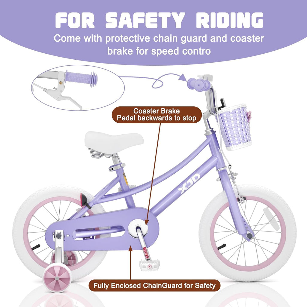 XJD Girls Bike for 2-12 Years Old Kids 12 14 16 20 Inch Toddler Bike,Retro Style Kids Bike with Training Wheels, 20 Inch Girl Bicycle with Kickstand