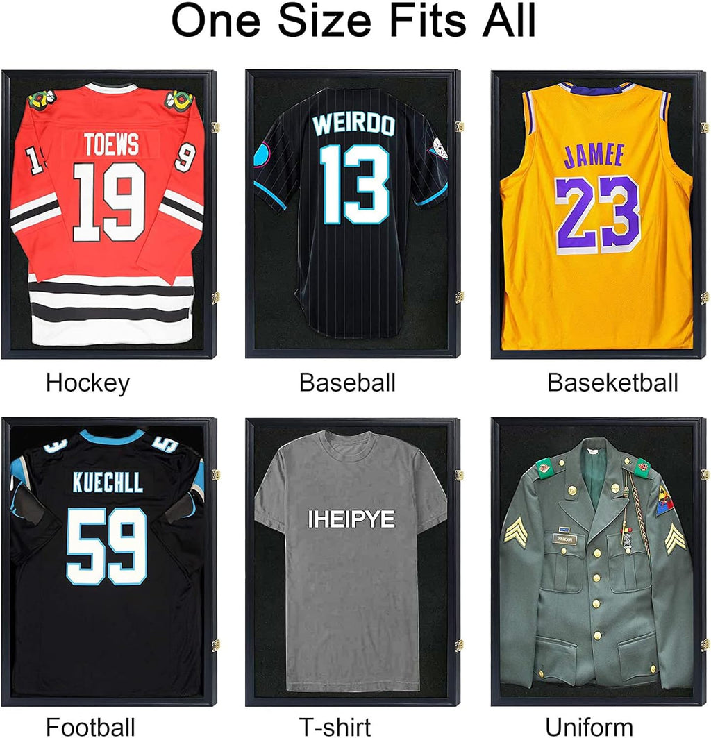 IHEIPYE Jersey Frame Display Case 6 Pack - Large Sport Jersey Shadow Box with 98% UV Protection Acrylic for Baseball, Basketball, Football, Soccer, Hockey, Shirt and Uniform