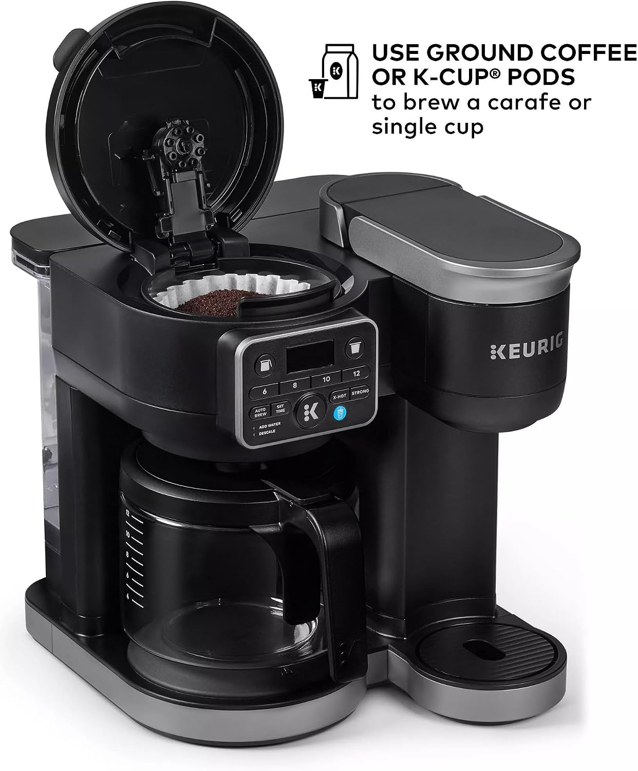 Keurig KD5600 K-Duo Hot & Iced Single Serve & Carafe Coffee Maker, 72oz Reservoir, MultiStream Technology (Gen 2), Black (Renewed)