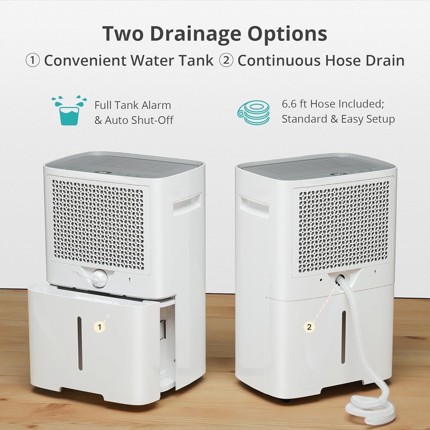 Kesnos 4500 Sq. Ft Dehumidifier for Home with Drain Hose -Ideal for Basements, Bedrooms, Bathrooms, Laundry Rooms -with Intelligent Control Panel, Front Display, 24 Hr Timer and 0.69 Gallon Water Tank