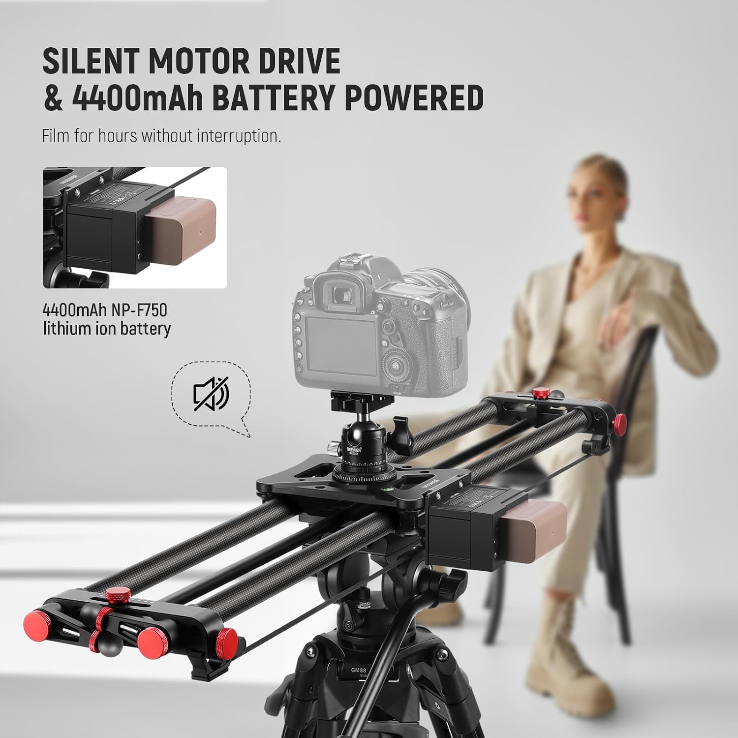 NEEWER 31.5'/80cm Motorized Camera Slider, App Wireless Control DSLR Carbon Fiber Dolly Rail Slider with 4400mAh F750 Battery (Charger Not Included), Support Video Mode, Time Lapse Photography, ER1-80
