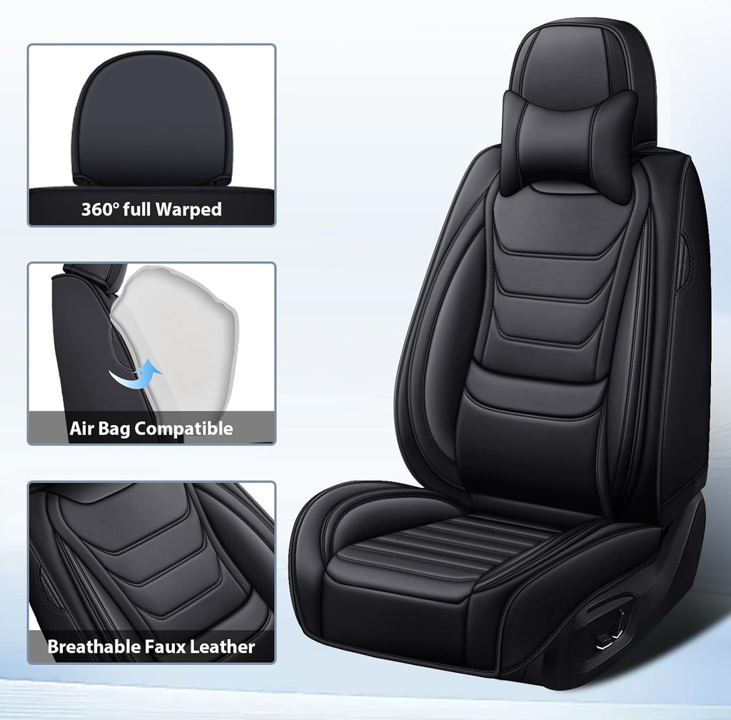 Fit for Lexus GX 460 2010-2023 Custom Seat Covers, PU Leather Car Seat Covers, Full Coverage Protection, Thick Cushioning Seat Protectors(Luxury Front Row/Black)