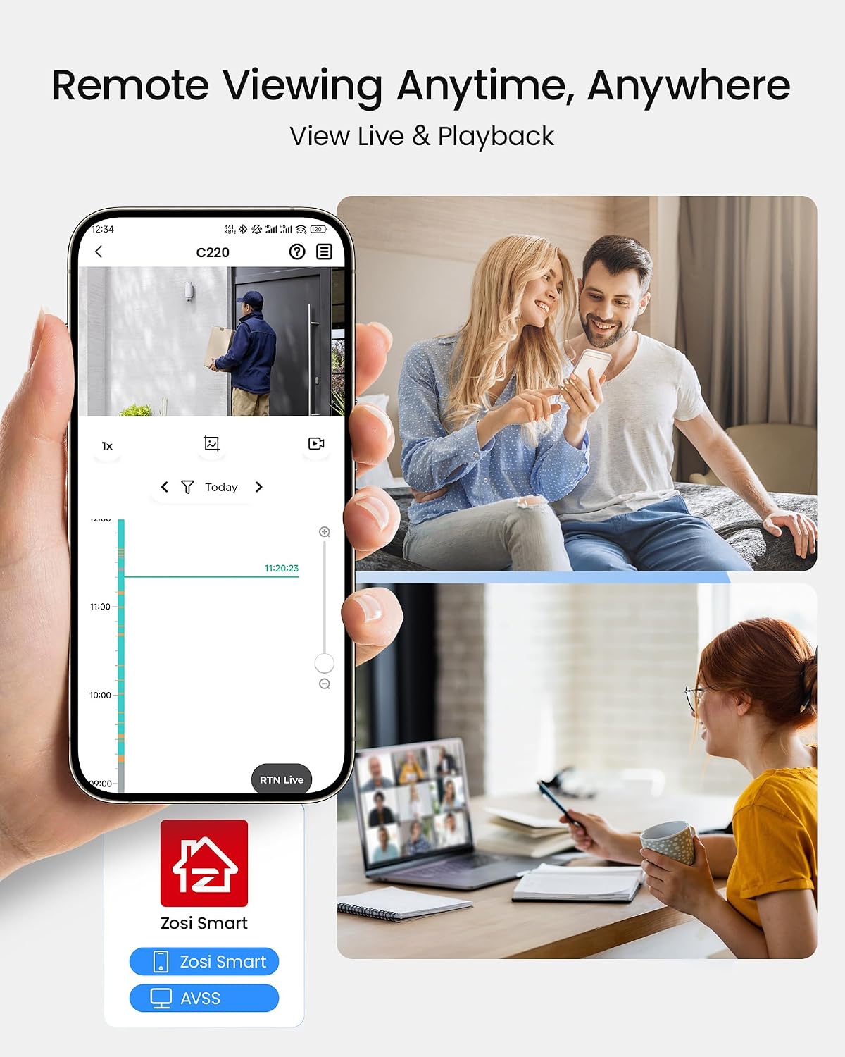 ZOSI C220 16CH 4K PoE Home Security Camera System, 16 Channel 4K 8MP NVR with 4TB HDD for 24/7 Record, 8 x 4MP(1440p) QHD 2.5K Dome IP Cameras Outdoor Indoor, Smart AI Human Detection, Two-Way Audio