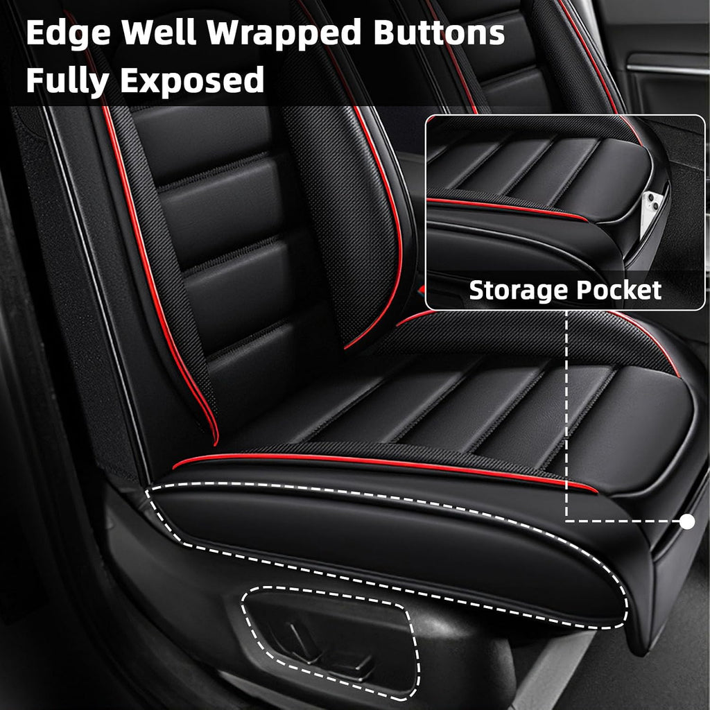 Car Seat Cover Fit for Dodge Charger 2006-2024,Compatible Airbag Non-Slip Waterproof Seat Cover,Car Seat Protector Premium Interior (Standard 2 Seats,Black Red)