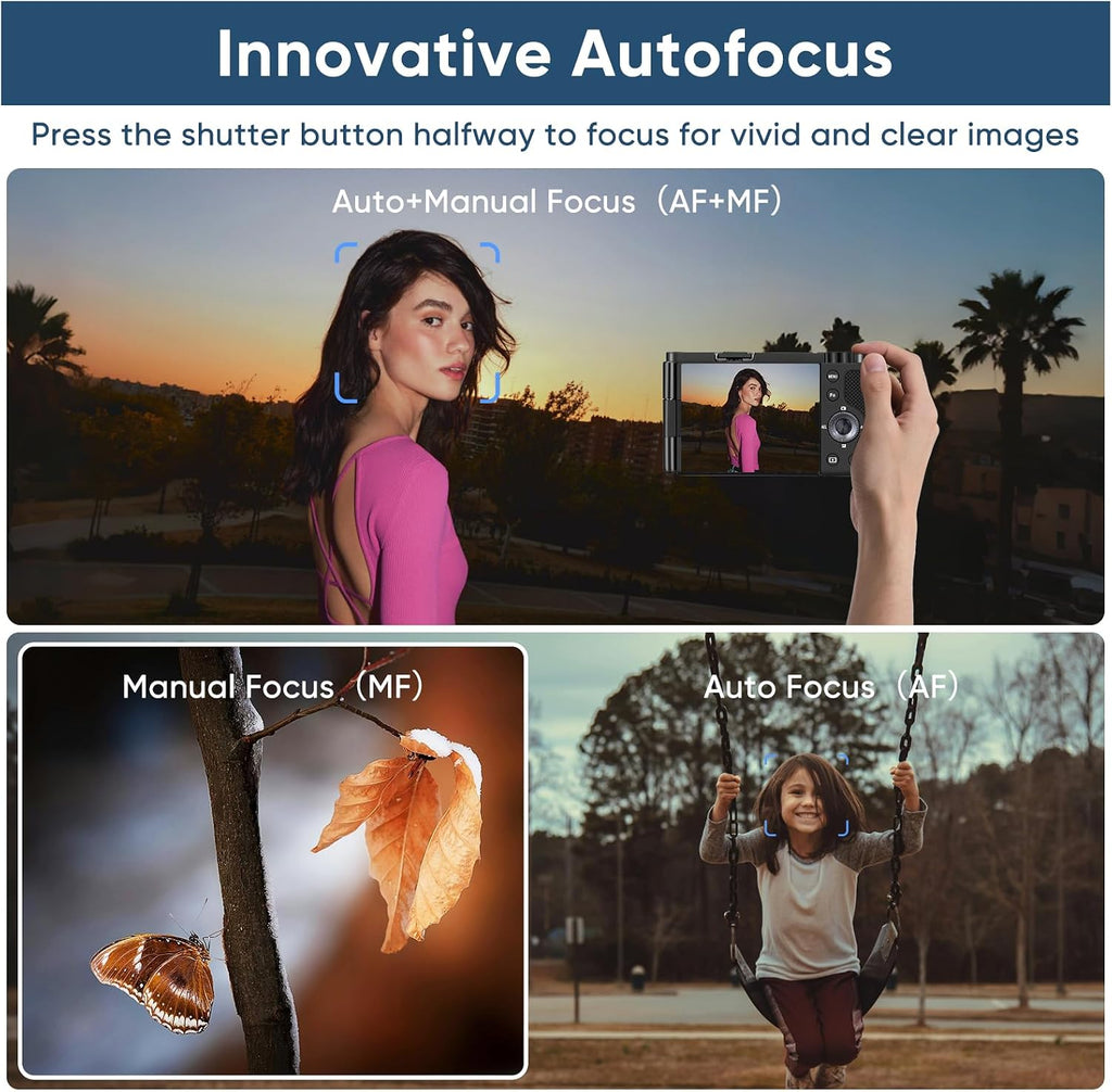 ORDRO 5K Digital Camera for Content Creators and Vloggers, 64MP Vlogging Camera for YouTube, WiFi Cameras for Photography with Flip Touchscreen, Auto-Focus, Wide Angle for Photography, with Stand