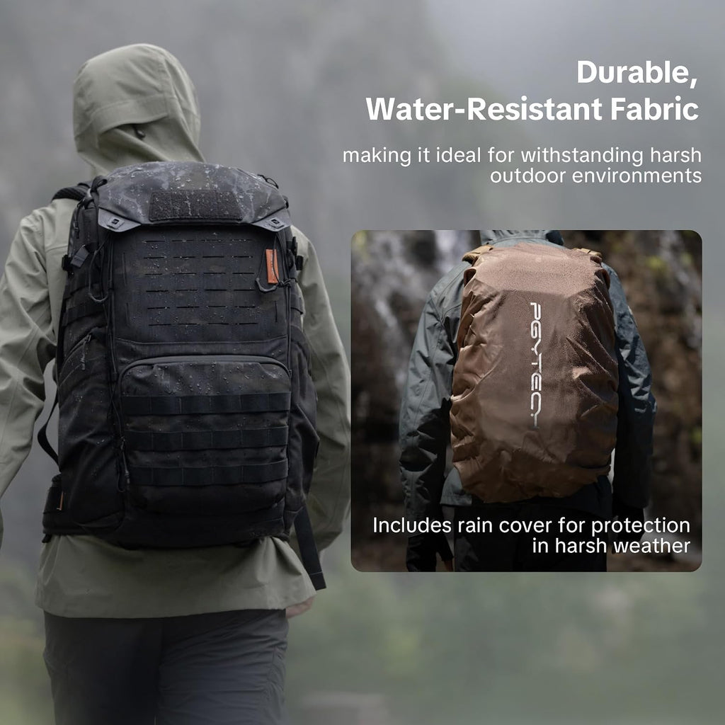 PGYTECH OneMo TAC 35L Tactical Camera Backpack, Waterproof DSLR/SLR/Mirrorless Photography Camera Bag with 15.6' Laptop Sleeve, Tripod Holder & Rain Cover (Wolf Brown)