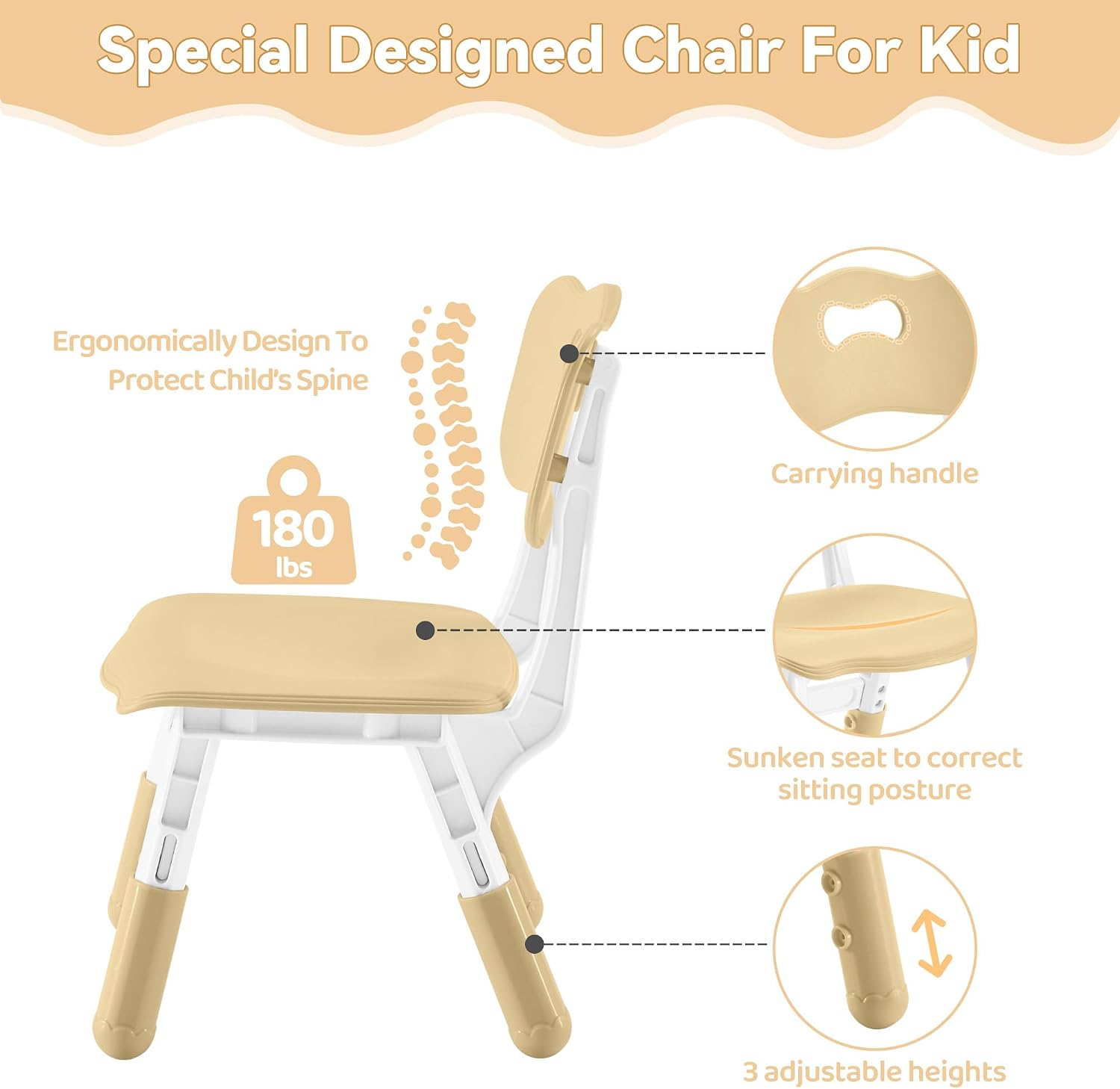 GITAWUSA Kids Study Table and Chairs Set, Height Adjustable Toddler Table and Chair Set for Kids Ages 3-8, 31.5' L x 23.6' W Graffiti Desktop Plastic Children Art Table with 4 Seats, Brown