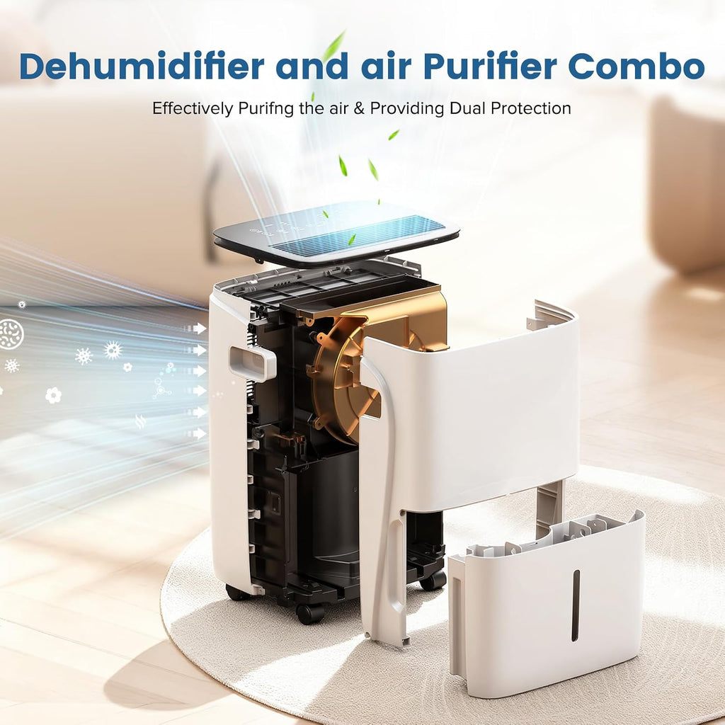 120 Pint Dehumidifier for Basement and Home, Covers up to 5,000 Sq. Ft Rooms, High-Efficiency Compressor Dehumidifier with Drain Hose and 1.05 Gallons Water Tank, Auto Shut-Off, 24HR Timer