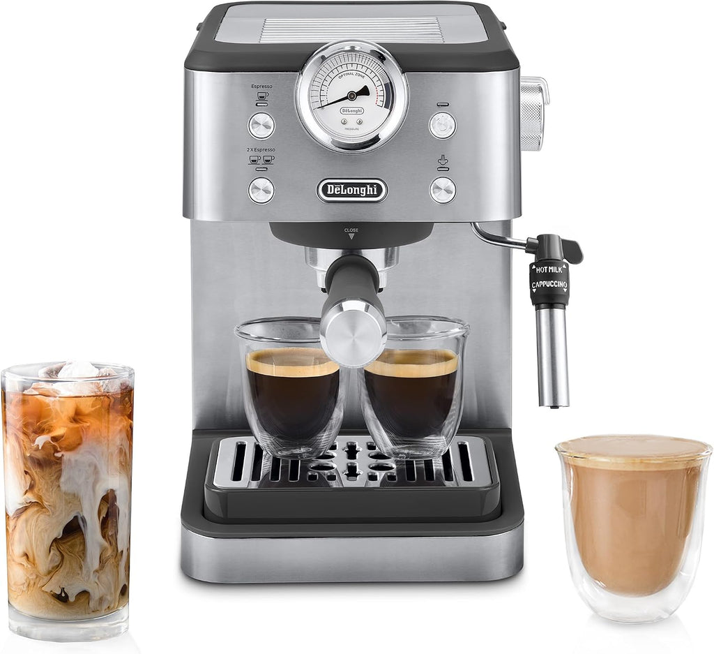 De'Longhi Classic Espresso Machine with Milk Frother, 15-Bar Pump & Temperature Control - Barista Coffee Maker Kit for Espresso, Latte, Cappuccino & Iced
