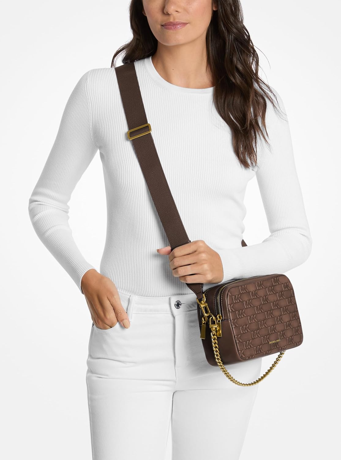 Michael Kors, Womens, Bryant Double Zip Chain Camera Crossbody