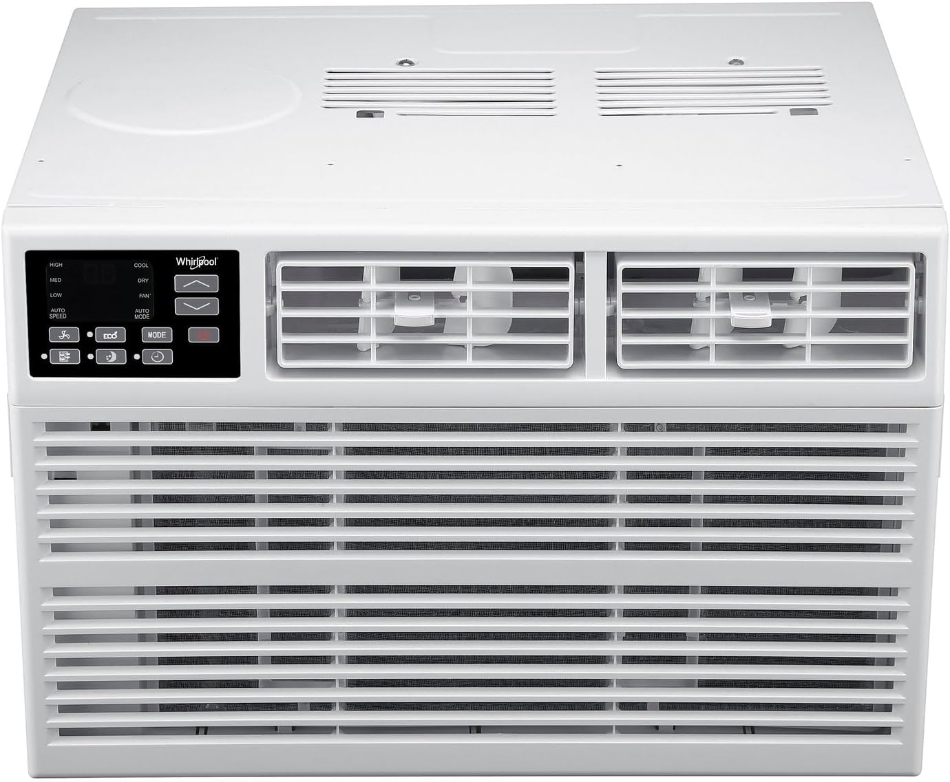 Whirlpool 18,000 BTU Window Air Conditioner with Dehumidifier, 230V, Window AC for Large Rooms up to 1000 Sq. Ft., Bedroom, Living Room, Apartment, with Remote, 3 Speeds, and 24H Timer, White