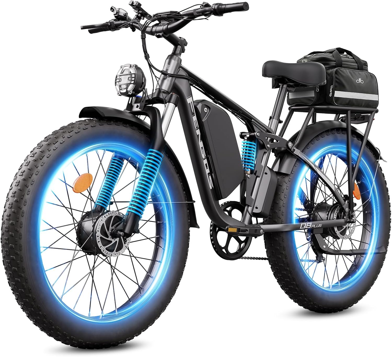 5000W Electric Bike for Adults, 45MPH Dual Motor Ebike 52V 23AH 1196WH E Bike 100 Miles Long Range Bicycle Full Suspension 26' Fat Tire Off Road for Men Dual Hydraulic Disc Brake Ebike