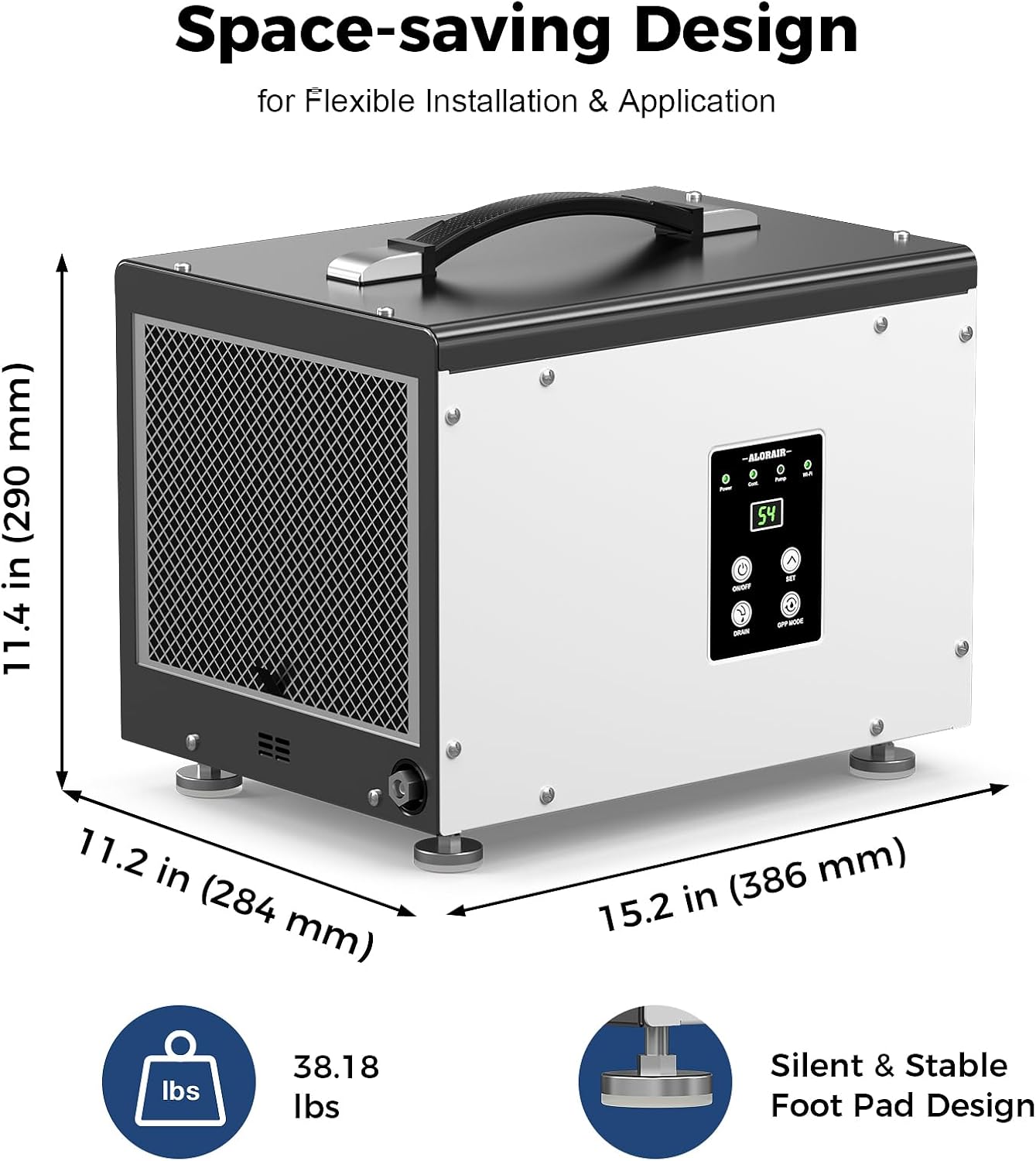 ALORAIR Wi-Fi Crawl Space and Basement Dehumidifier, 70 Pint with Pump, Auto-Defrost, Covers Up to 1000 Sq Ft, Memory Start, cETL Listed, Commercial Grade