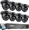 ZOSI 8 Channel 8MP 4K PoE Home Security Camera System Outdoor, 8 x Wired 5MP(3K) Dome IP Cameras, 8CH PoE NVR (16CH Expandable) with 2TB HDD for 24/7 Recording, Motion Detection, Remote Control
