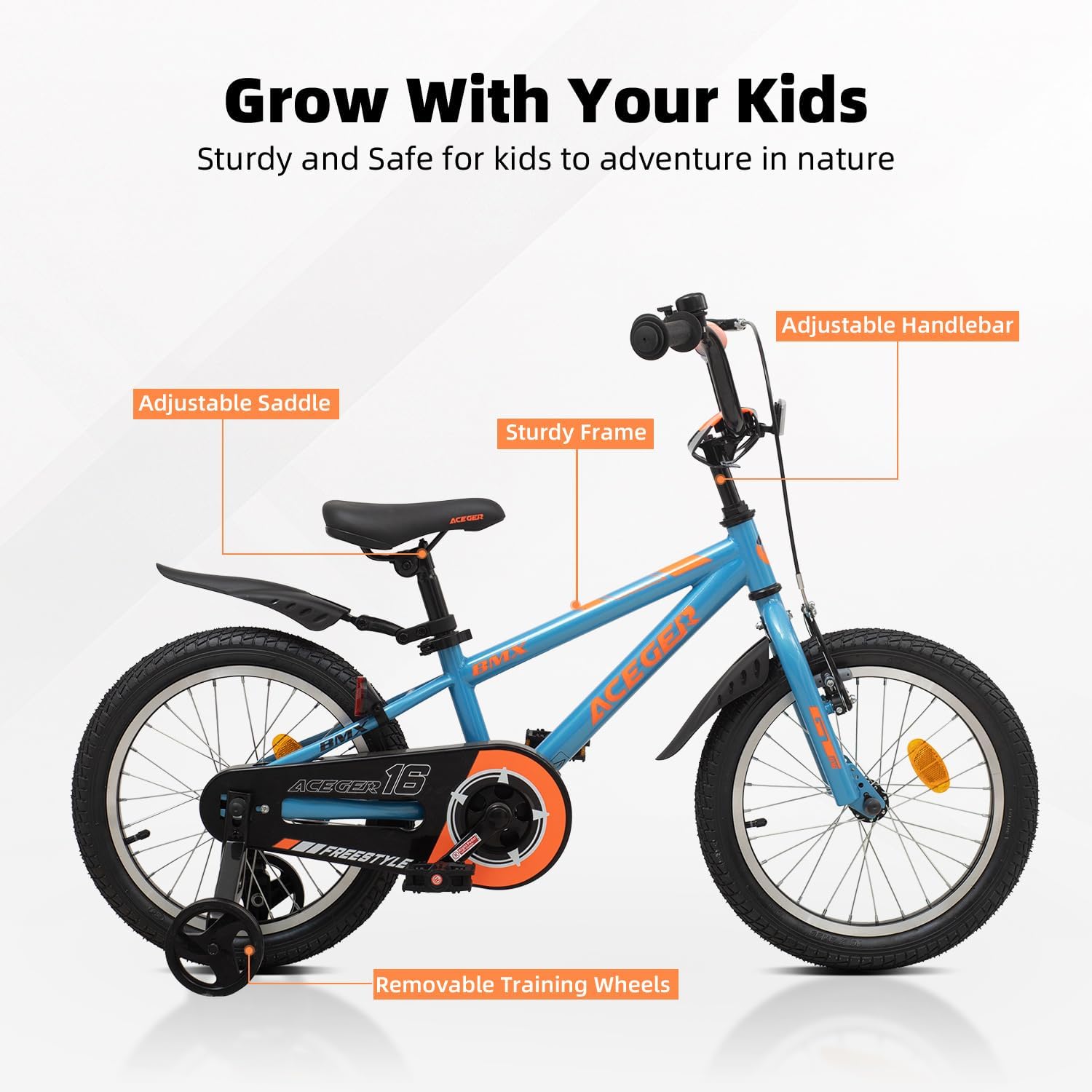 ACEGER Kids Bike for Ages 2-12 Years Old Boys Girls and Toddler, 12 14 16 18 Inch Children Bicycle with Training Wheels, 20 Inch Bike with Kickstand, Multiple Colors.