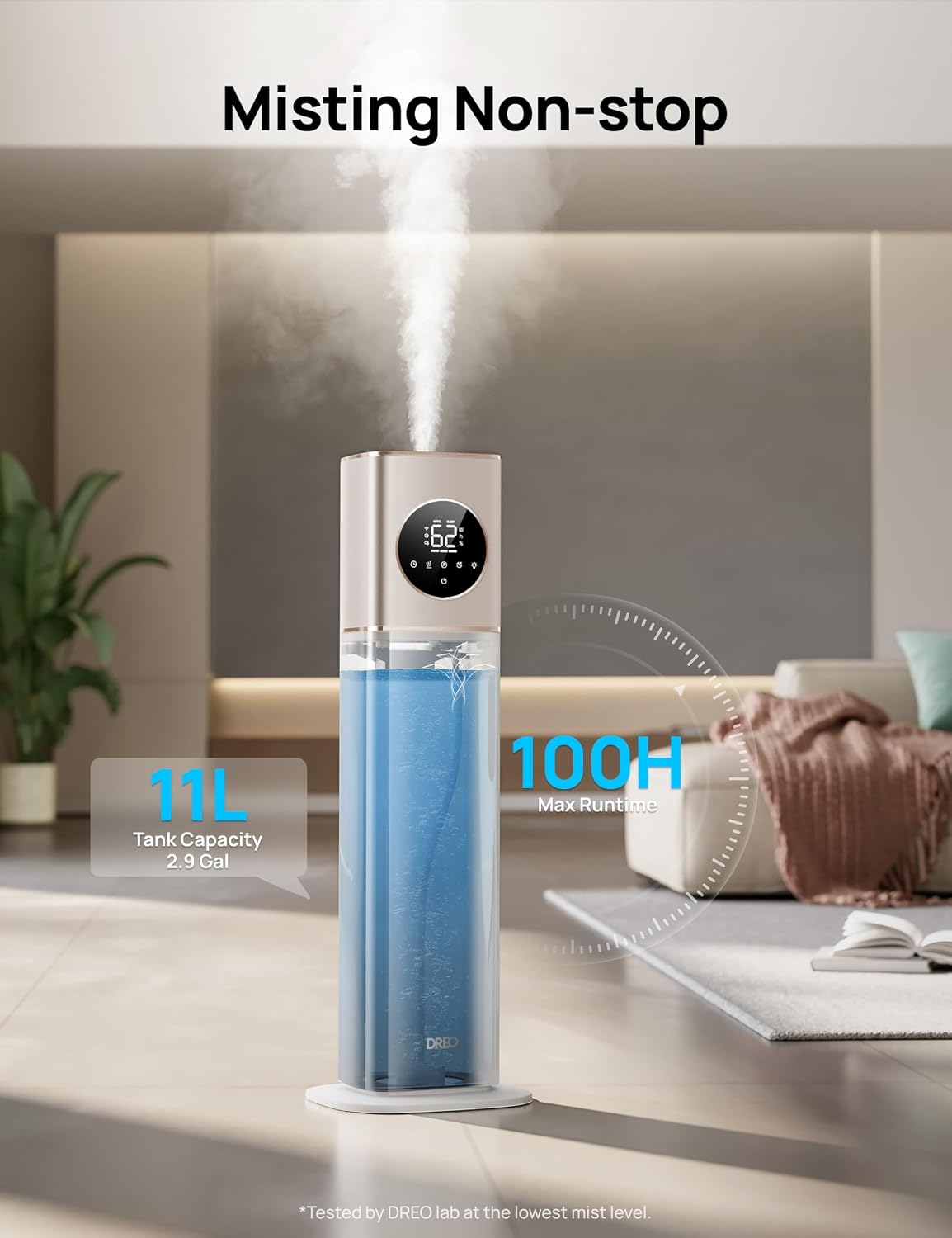 DREO HM735S 11L Smart Humidifier Large Room 700 ft², 100H Cool Mist Air Humidifiers for Bedroom, Top-Fill, Clean Tank Technology, 26dB, Auto Mode, Aroma Box, RGB, Remote & APP Control, Baby, Starlight