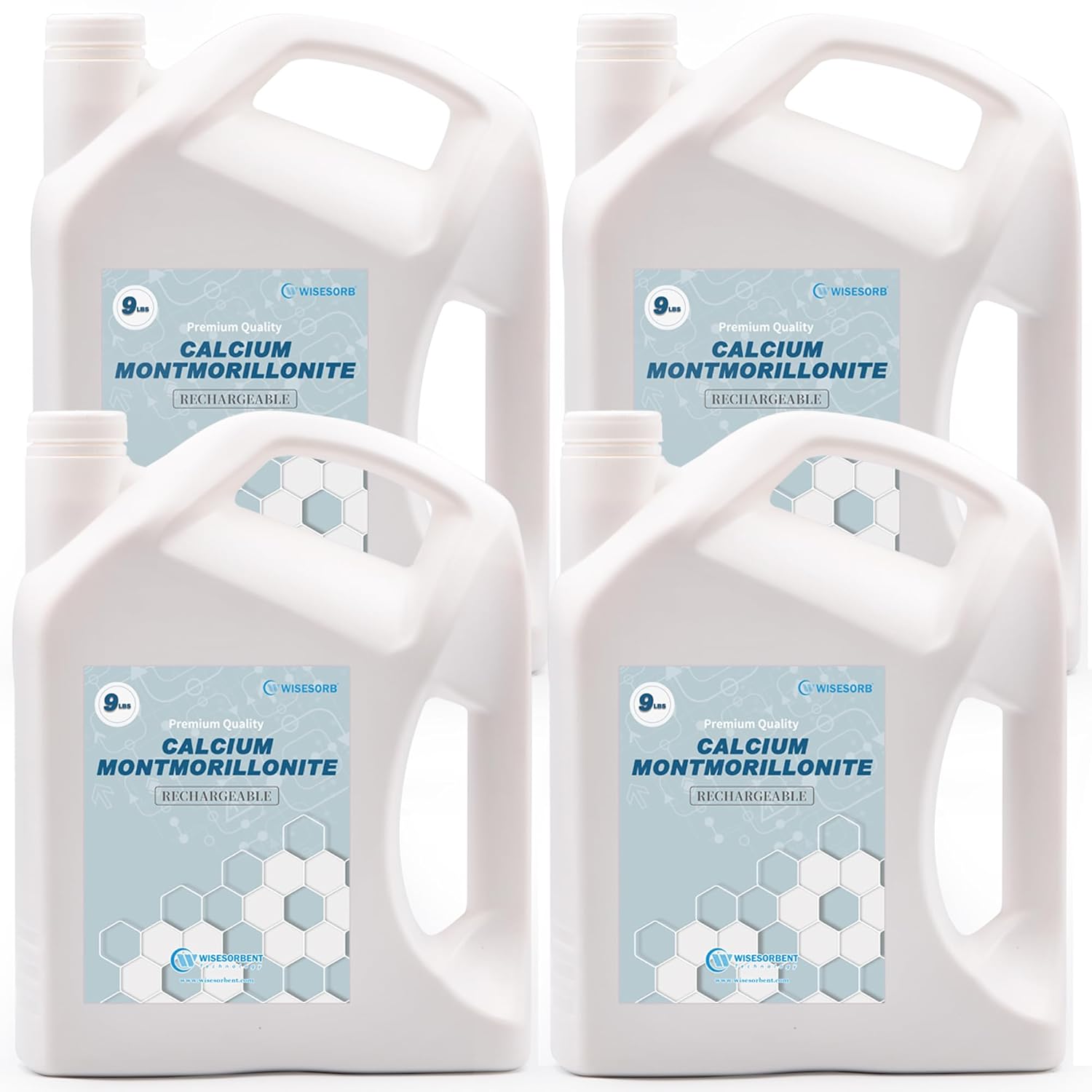 Wisesorb 36 LBS Desiccant Calcium Montmorillonite, Rechargeable Dessicant Dehumidifiers Desiccant Moisture Absorber, 4 Pack of 9 LBS
