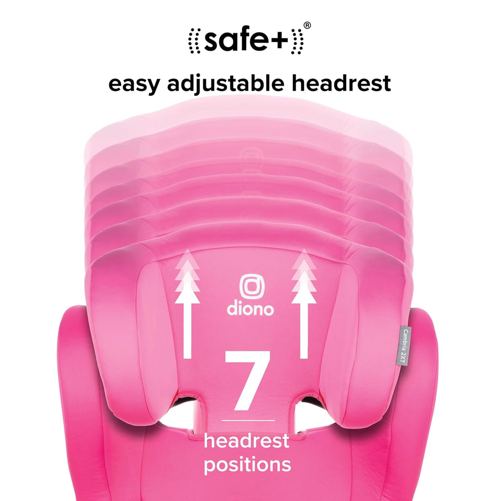 Diono Cambria 2XT XL, Dual Latch Connectors, 2-in-1 Belt Positioning Booster Seat, High-Back to Backless Booster with Space and Room to Grow, 8 Years 1 Booster Seat, Pink Cotton Candy