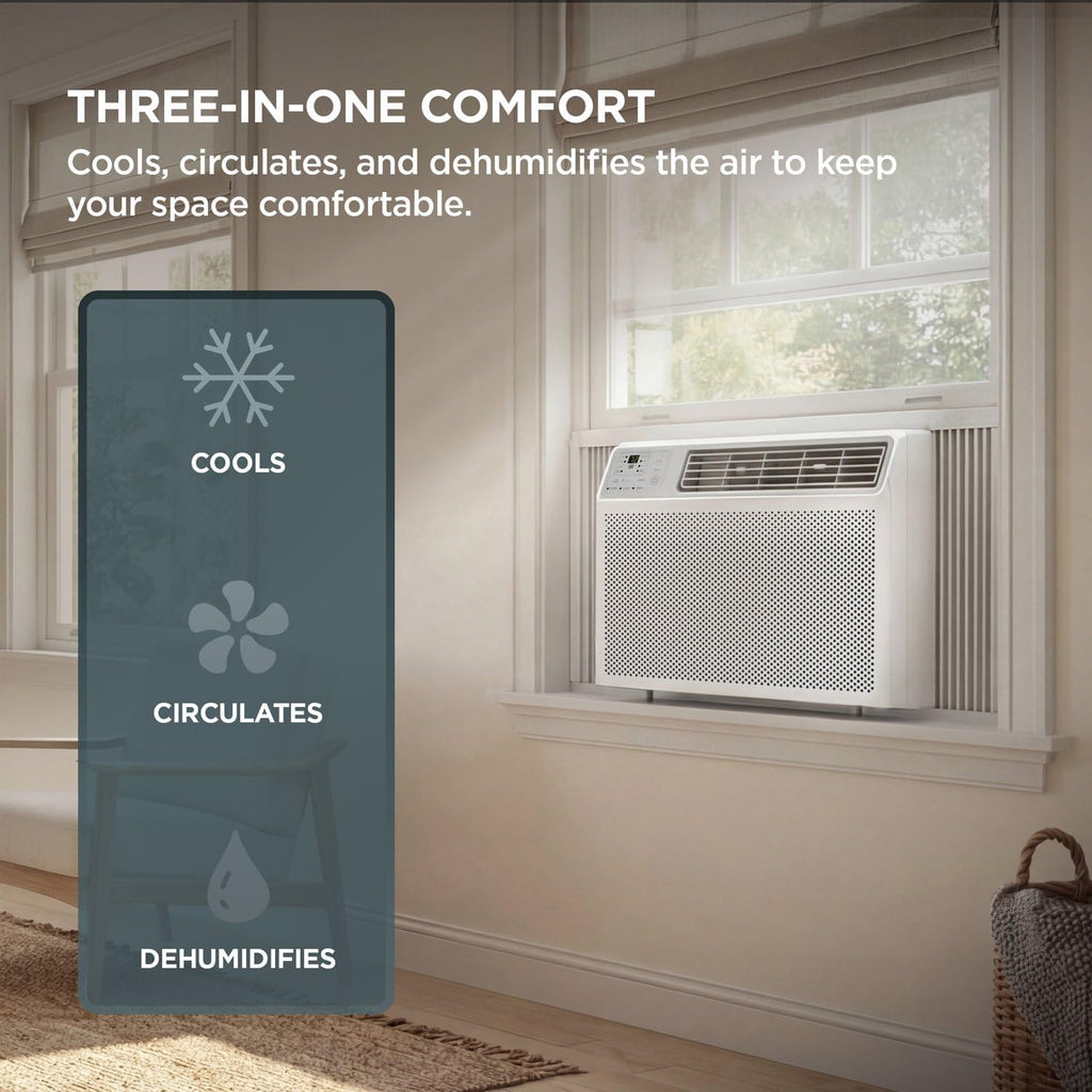 TCL 8000 BTU Smart Window Air Conditioner, Best Compact Quiet Energy Efficient AC Unit, Fan & Dehumidifier, Rooms Up To 350 Sq. Ft., Remote Control, Works with Alexa, Google Assistant & TCL Home App