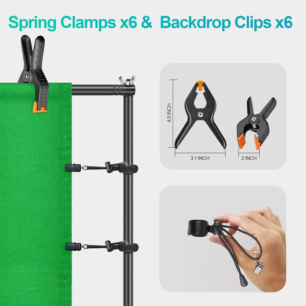 EMART Photography Lighting Kit, 7 x 10 FT Backdrop Stand with 6 x 9 FT Backdrop, Softbox Lighting Kit with 85W 3000K-6000K LED Bulbs, Professional Studio Lights for Portrait Shooting, Video Recording