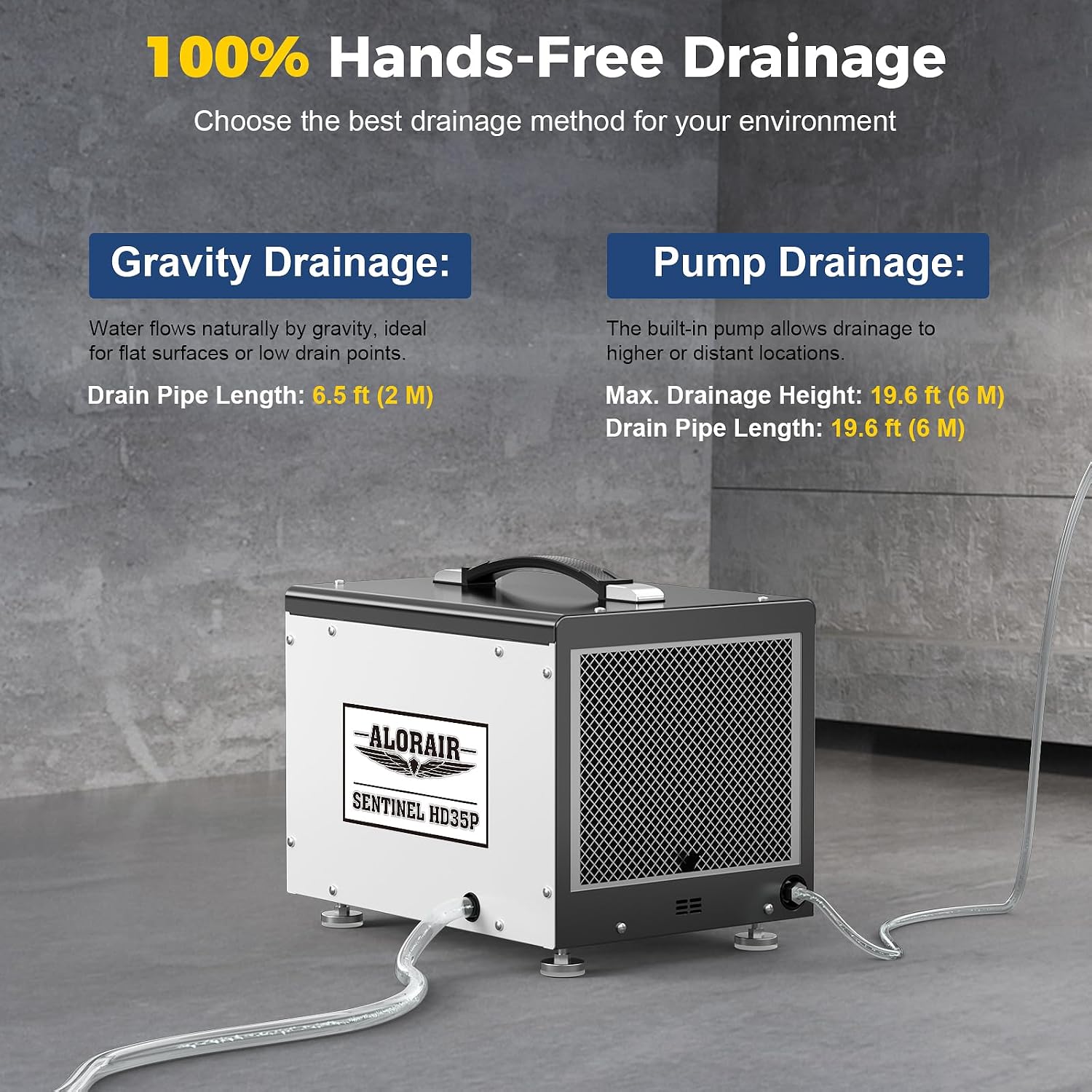 ALORAIR Wi-Fi Crawl Space and Basement Dehumidifier, 70 Pint with Pump, Auto-Defrost, Covers Up to 1000 Sq Ft, Memory Start, cETL Listed, Commercial Grade