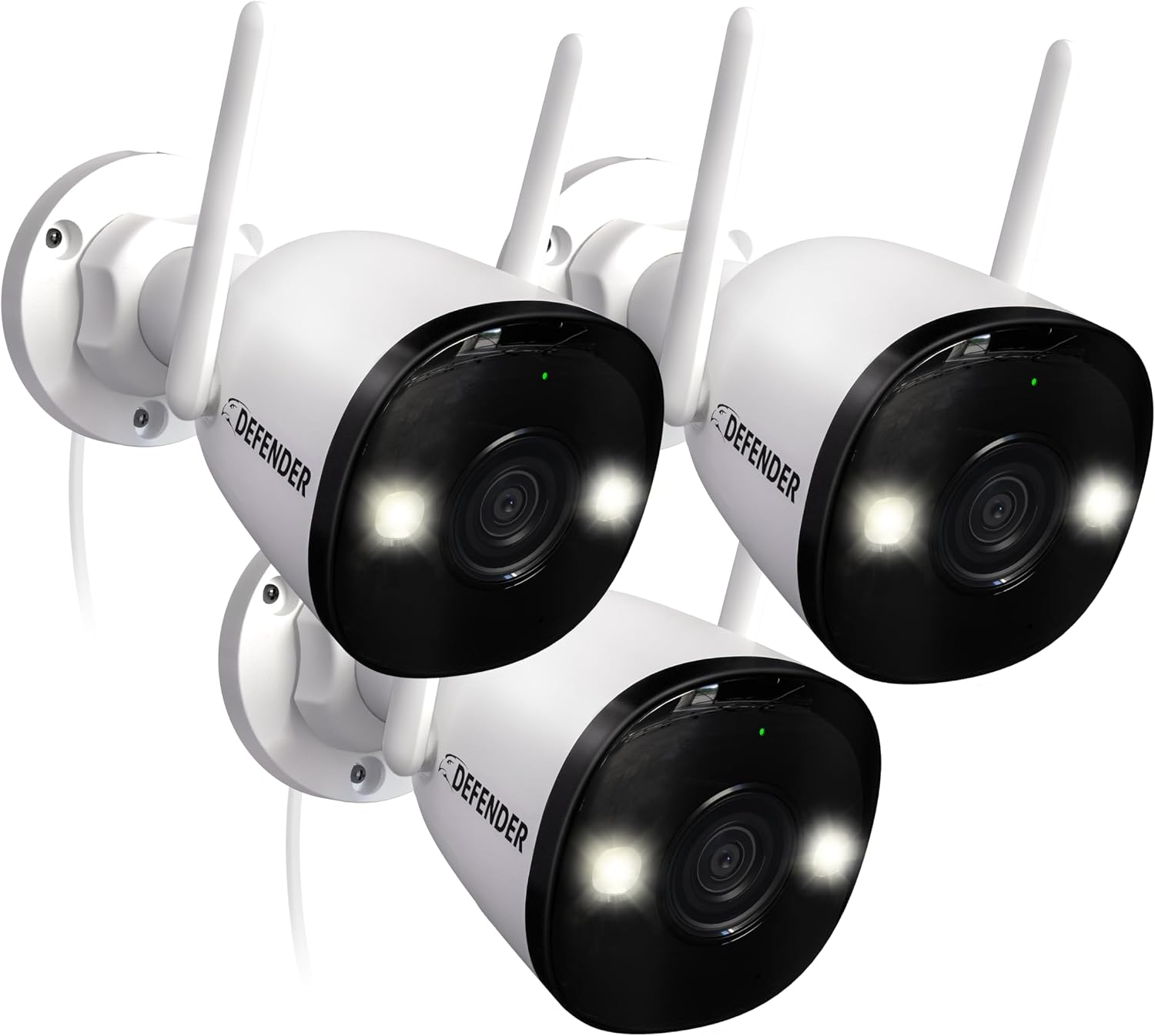 Defender AI Powered 4K Guard Pro 8MP WiFi 6, Plug-in Power Wireless Security Camera Outdoor, with Smart AI Human Detection, Bluetooth, Two-Way Talk, Works w/Guard App, 3 Pack