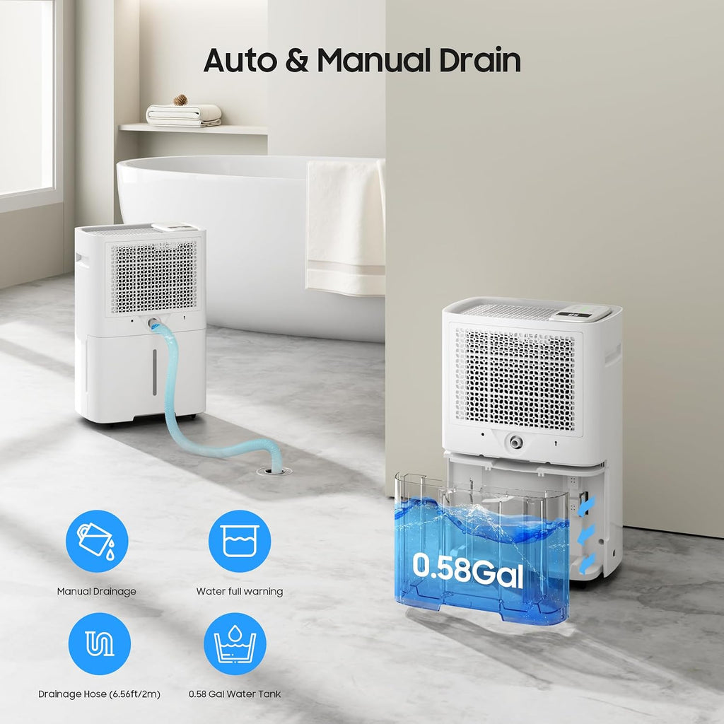 4500 Sq.Ft Dehumidifier for Basement with Drain Hose, ANDTE 52 Pints Smart Compressor Dehumidifiers for Home Large Room, Bathroom, Intelligent Humidity Control, Touch Control Panel, Auto Defrost