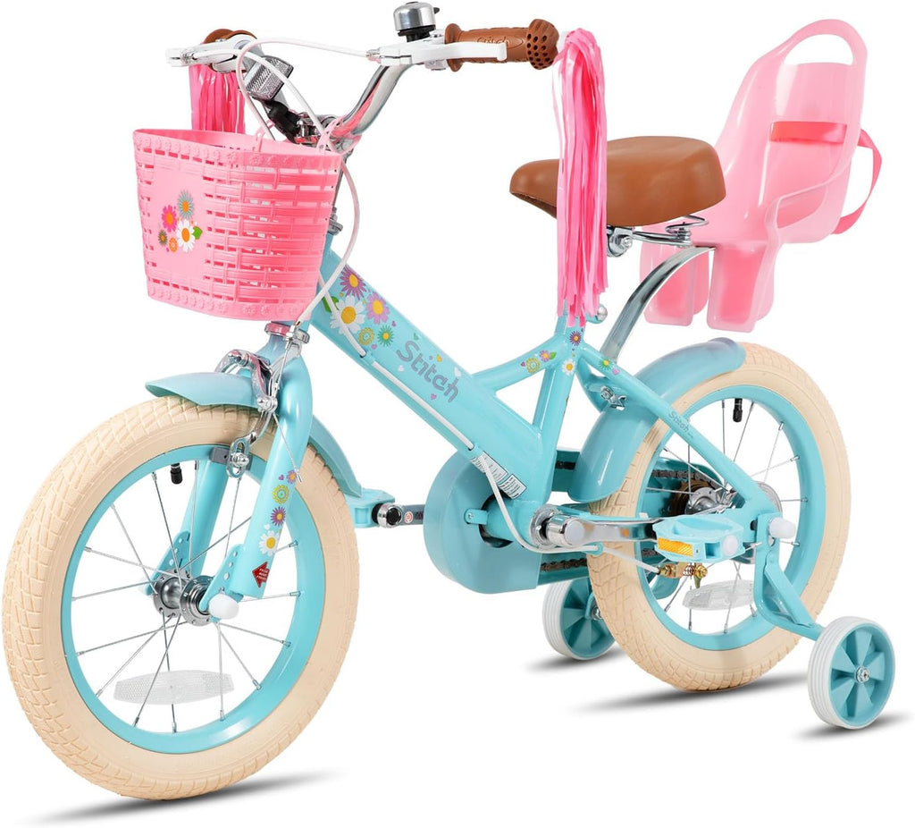 JOYSTAR Little Daisy Kids Bike for Girls Boys Ages 2-7 Years, 12 14 16 Inch Girls Bikes with Doll Bike Seat & Streamers, Boys Bike with Flag & Number Plate, Multiple Colors