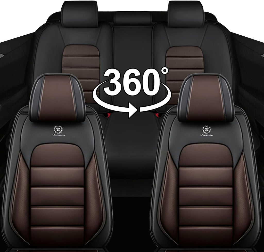 Car Seat Covers for Chevrolet Chevy Avalanche 2007-2013, Leather Auto Seat Cover Luxury Cushions Waterproof Seat Protectors (Black&Coffee,Front Set)