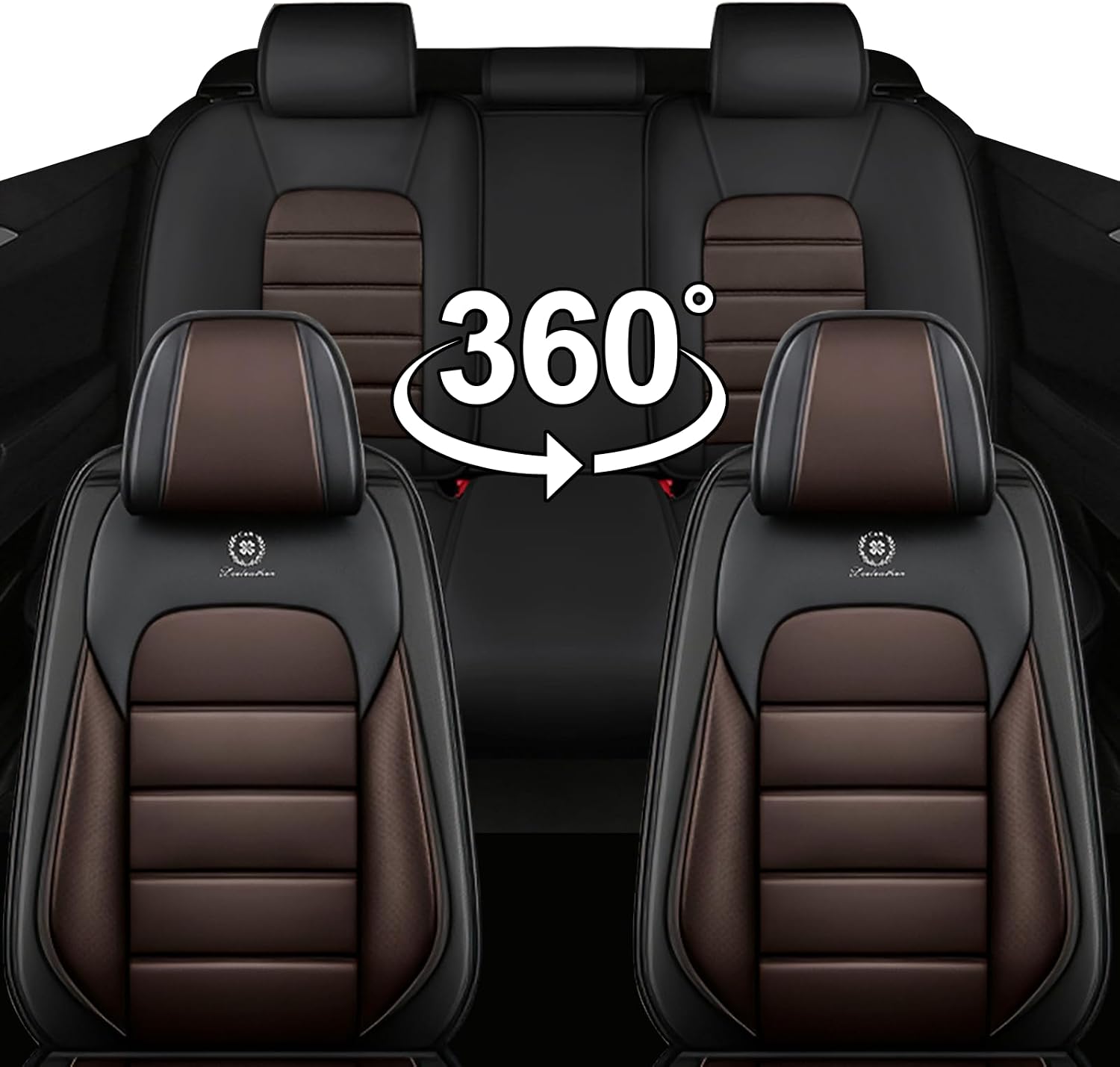 Car Seat Covers for Chevrolet Chevy Avalanche 2007-2013, Leather Auto Seat Cover Luxury Cushions Waterproof Seat Protectors (Black&Coffee,Front Set)