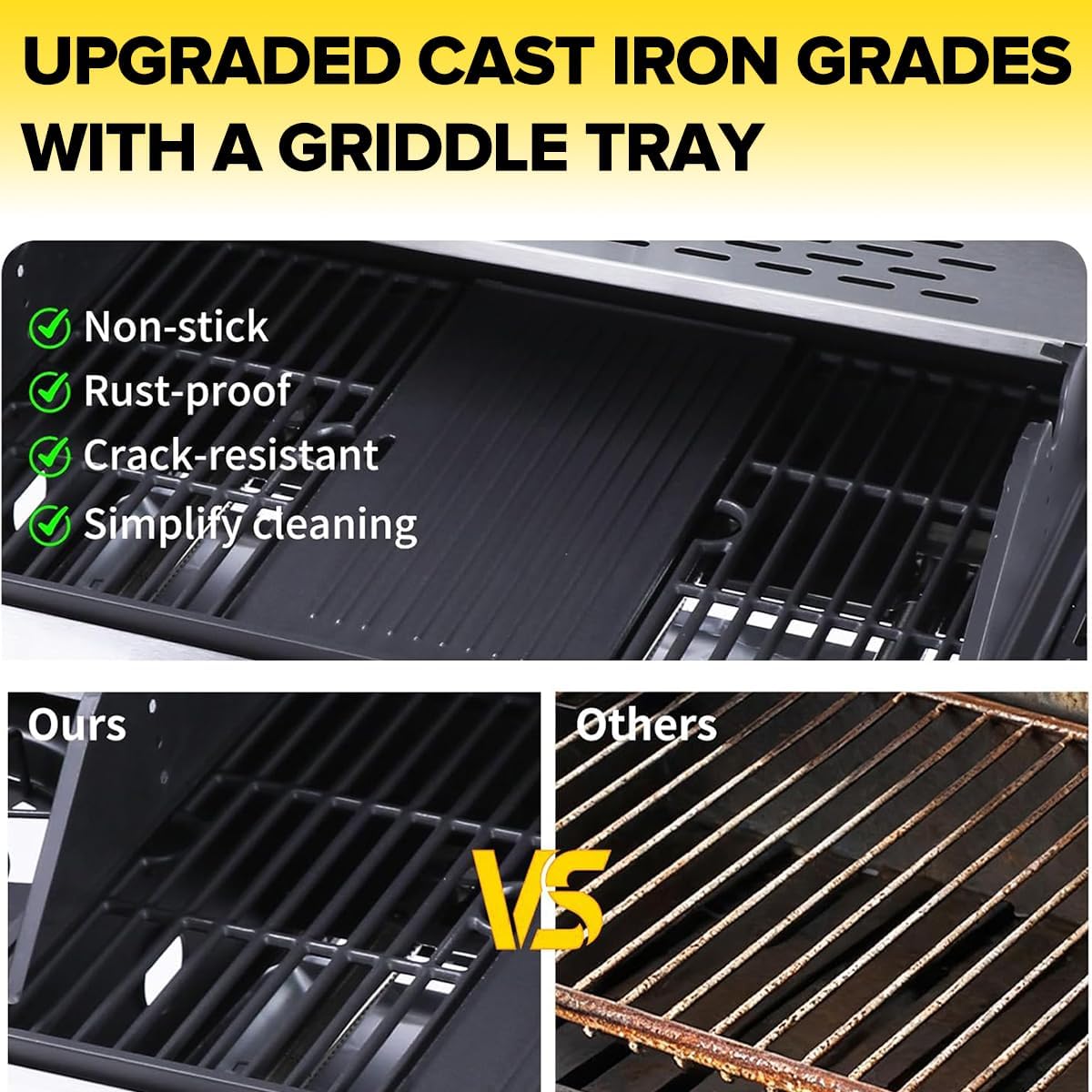 CiG Garden 4 Burner Propane Gas Grill with Side Burner, 52,000 BTU BBQ Grill with Lid Cast Iron Grates and Double-layer Stainless Steel, Outdoor Barbecue Grill Perfect for Balcony, Backyard, Camping