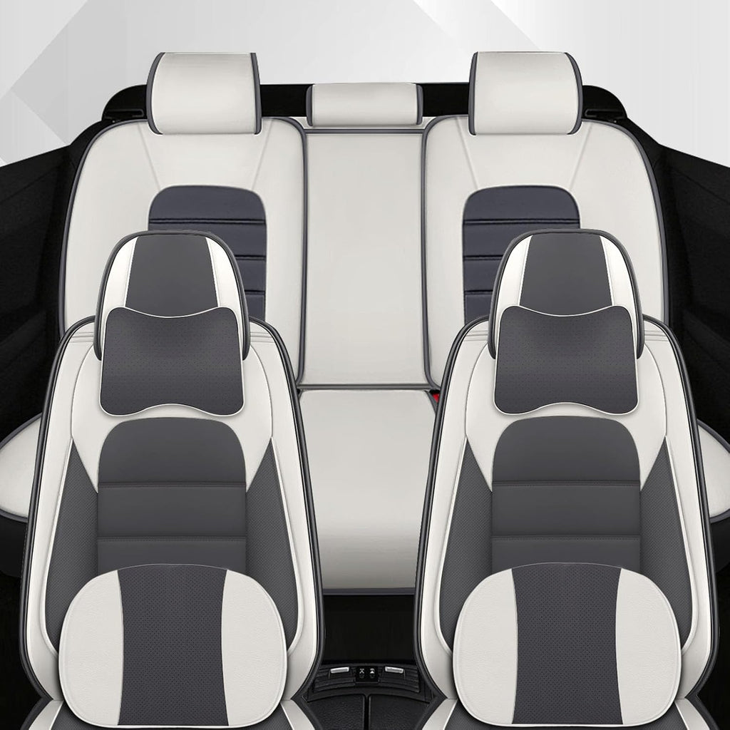 Car Seat Cover Fit for Jeep Wrangler 2000-2025,Compatible Airbag Non-Slip Waterproof Seat Cover,Car Seat Protector Premium Interior (Luxury 5 Seats,Gray White)