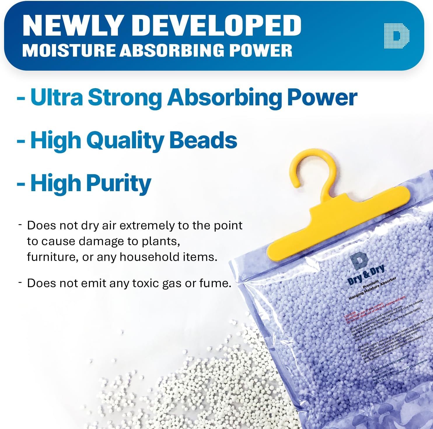 Dry & Dry 88 Pack[7 OZ] Premium Moisture Absorbers Dehumidifiers for Home Dehumidifier for Basement Dehumdifiers for Bedroom Small Dehumidifiers - Dehumidifiers Moisture Absorber, Blue & White