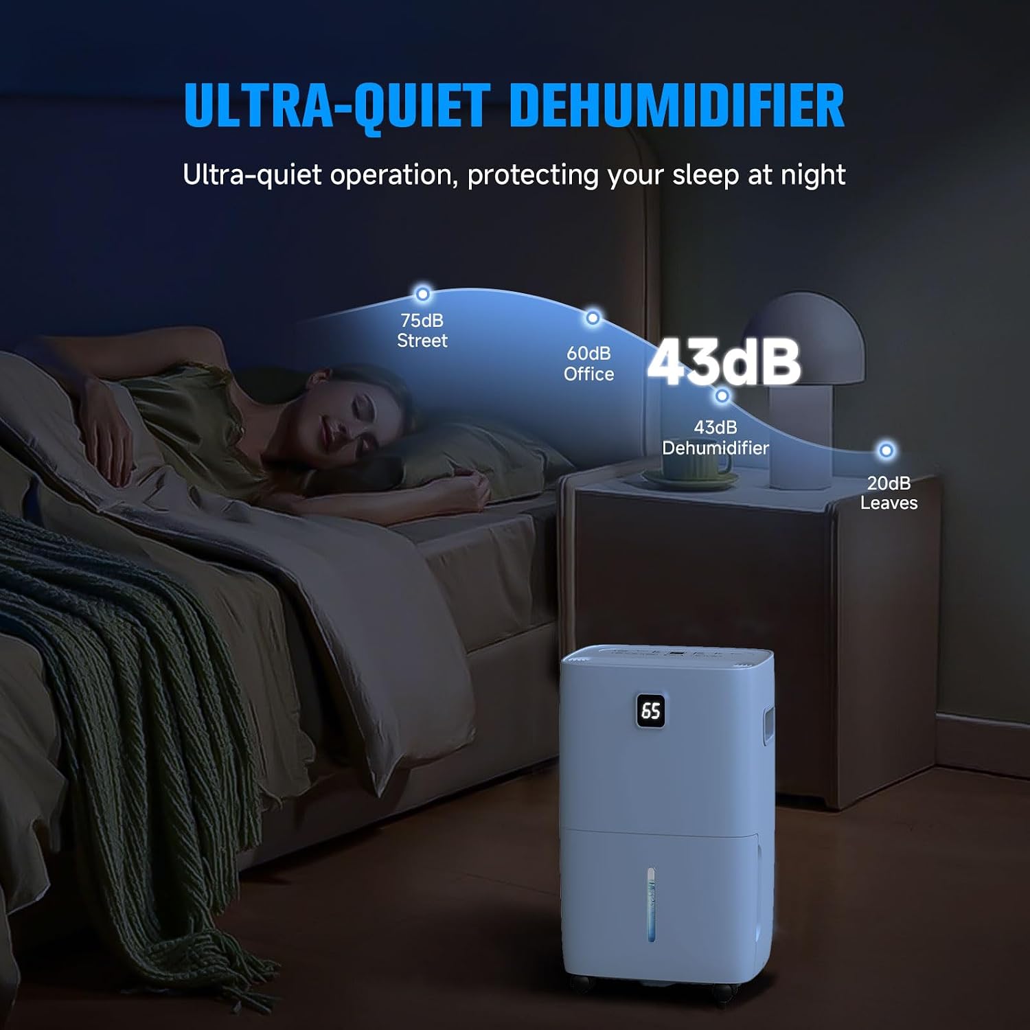 80 Pint Dehumidifier - Up to 5,000 Sq Ft, for Basement, Bedroom, Bathroom, Living Room, Home, Garage | 3 Fan Speeds, Smart Humidity Control, Auto Drain, Easy Move Wheels