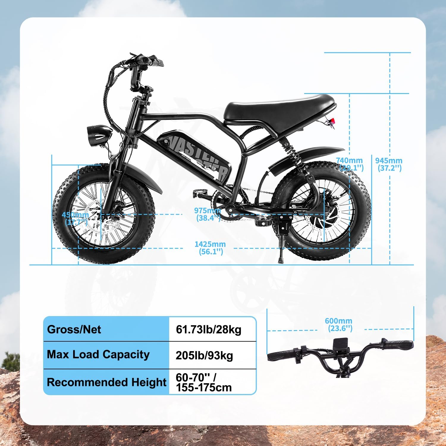 AVDLBIKE Electric Bike, 16'' Fat Tire E-Bike for Teens/Adults, 500W Small E-Bike with 36V/12.8Ah Removable Battery, Up to 22MPH, 45 Mile Range, Electric Dirt/Mountain Bike for Woman/Men A13