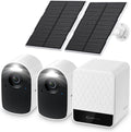 yeewise WiFi6 Solar Security Cameras Wireless Outdoor, 2K QHD Home Security System, 2-Cam Kit, 2.4&5GHz WiFi, Color Night Vision, Local Storage, IP66 Weatherproof, Works with Alexa, No Monthly Fees