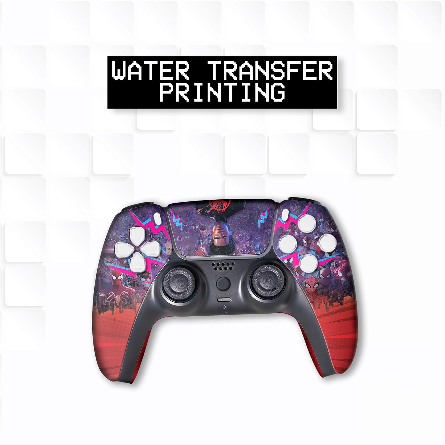 Miles Moraales Spiidervers Custom PS-5 Controller Wireless compatible with Play-Station 5 Console by BCB Controllers | Proudly Customized in USA with Permanent HYDRO-DIP Printing (NOT JUST A SKIN)
