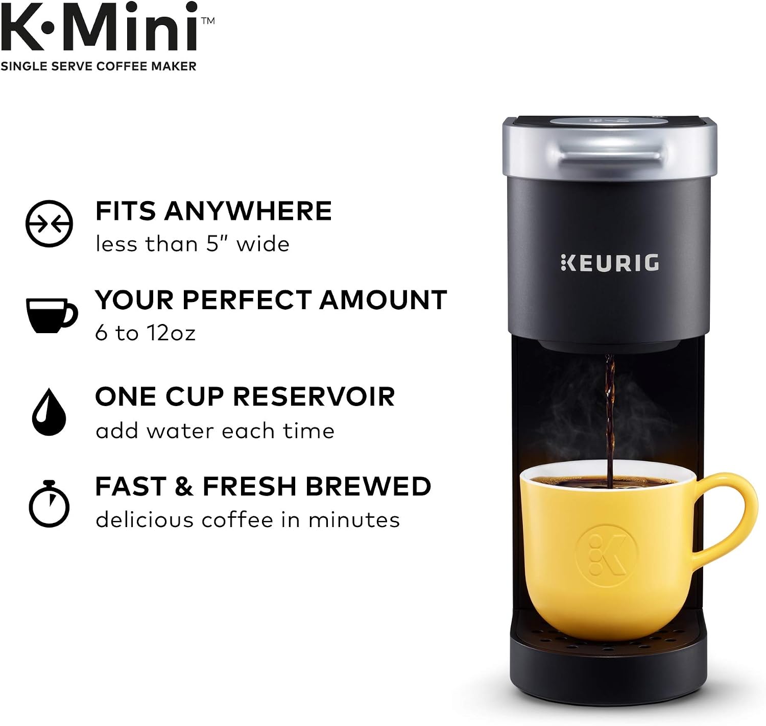 Keurig K-Mini Coffee Maker, Single Serve K-Cup Pod Coffee Brewer, Black with McCafe Classic Collection Variety Pack K-Cup Coffee Pods, 40 Count