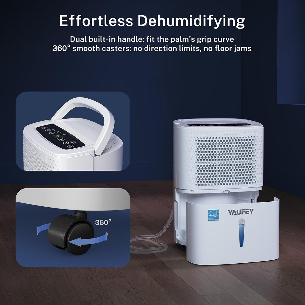 Yaufey 2025 Most Efficient Energy Star Dehumidifier for 2,000 Sq. Ft. Home, Basement and Large Room - Powerful, Quiet with Humidity Control, Timer, Drain Hose and Water Tank