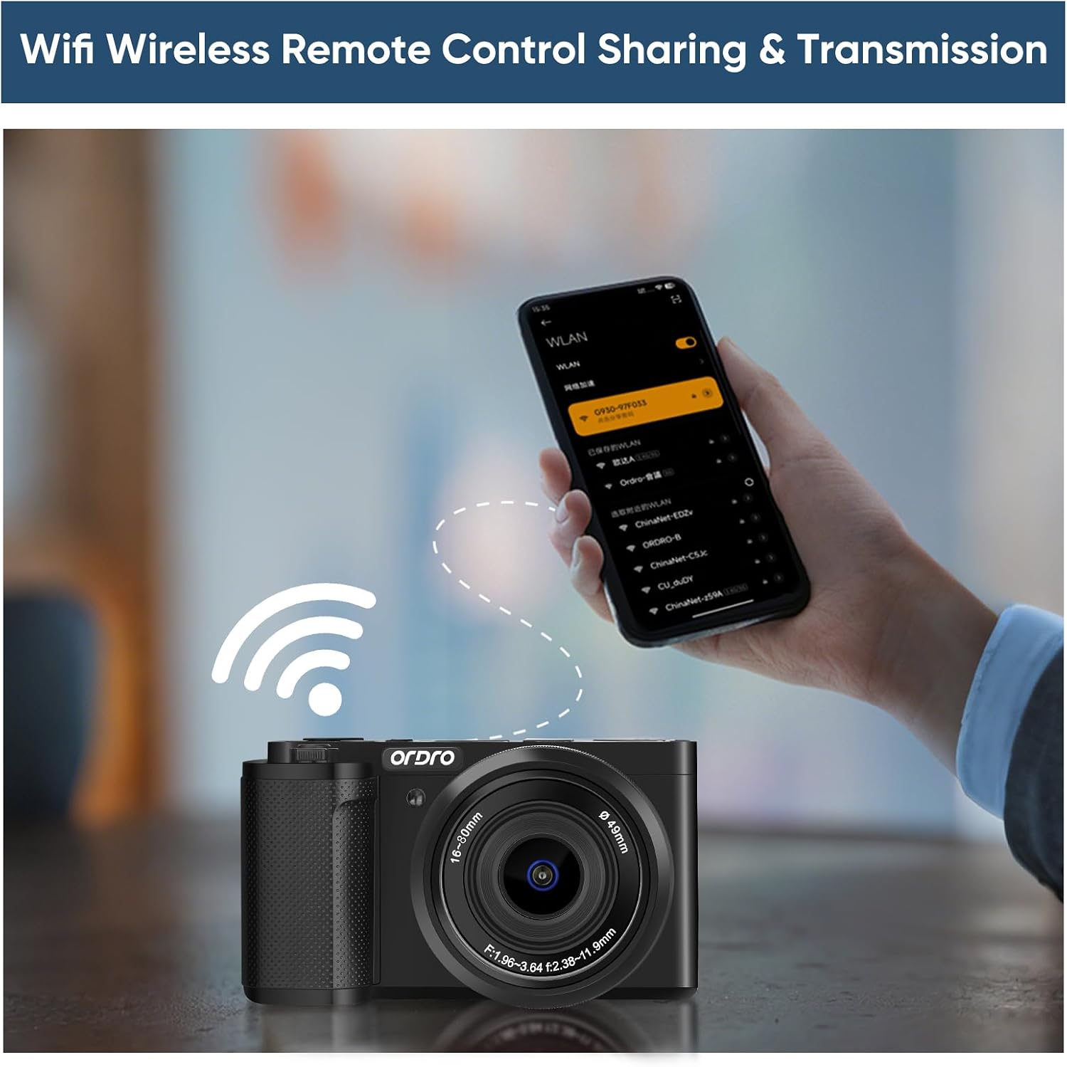 ORDRO 5K Digital Camera for Content Creators and Vloggers, 64MP Vlogging Camera for YouTube, WiFi Cameras for Photography with Flip Touchscreen, Auto-Focus, Wide Angle for Photography, with Stand