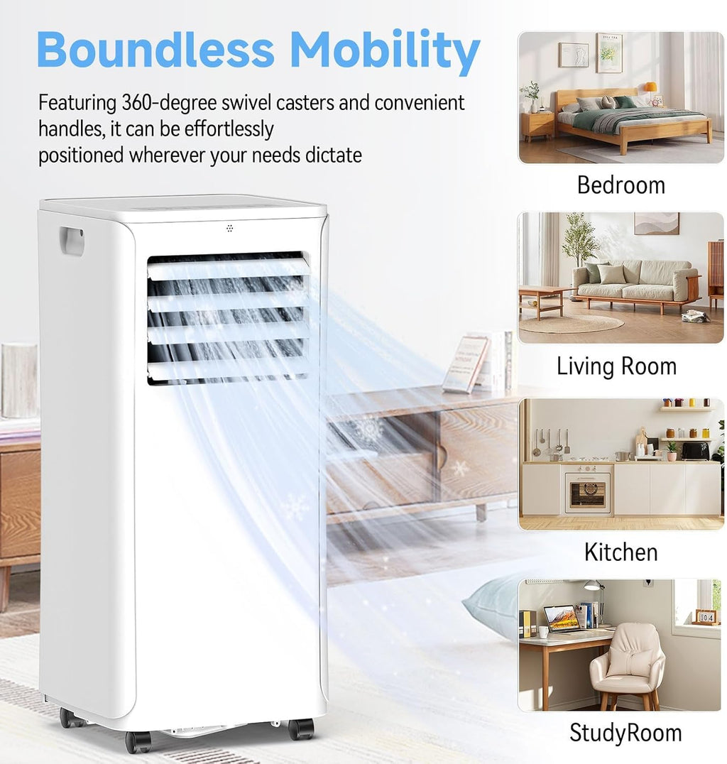 12000 BTU Portable Air Conditioner, 3-in-1 AC Unit with Dehumidifier & Fan Mode, Quiet Operation for Bedroom, Cools up to 550 sq.ft, 24-Hour Timer, Remote & Window Installation Kit Included